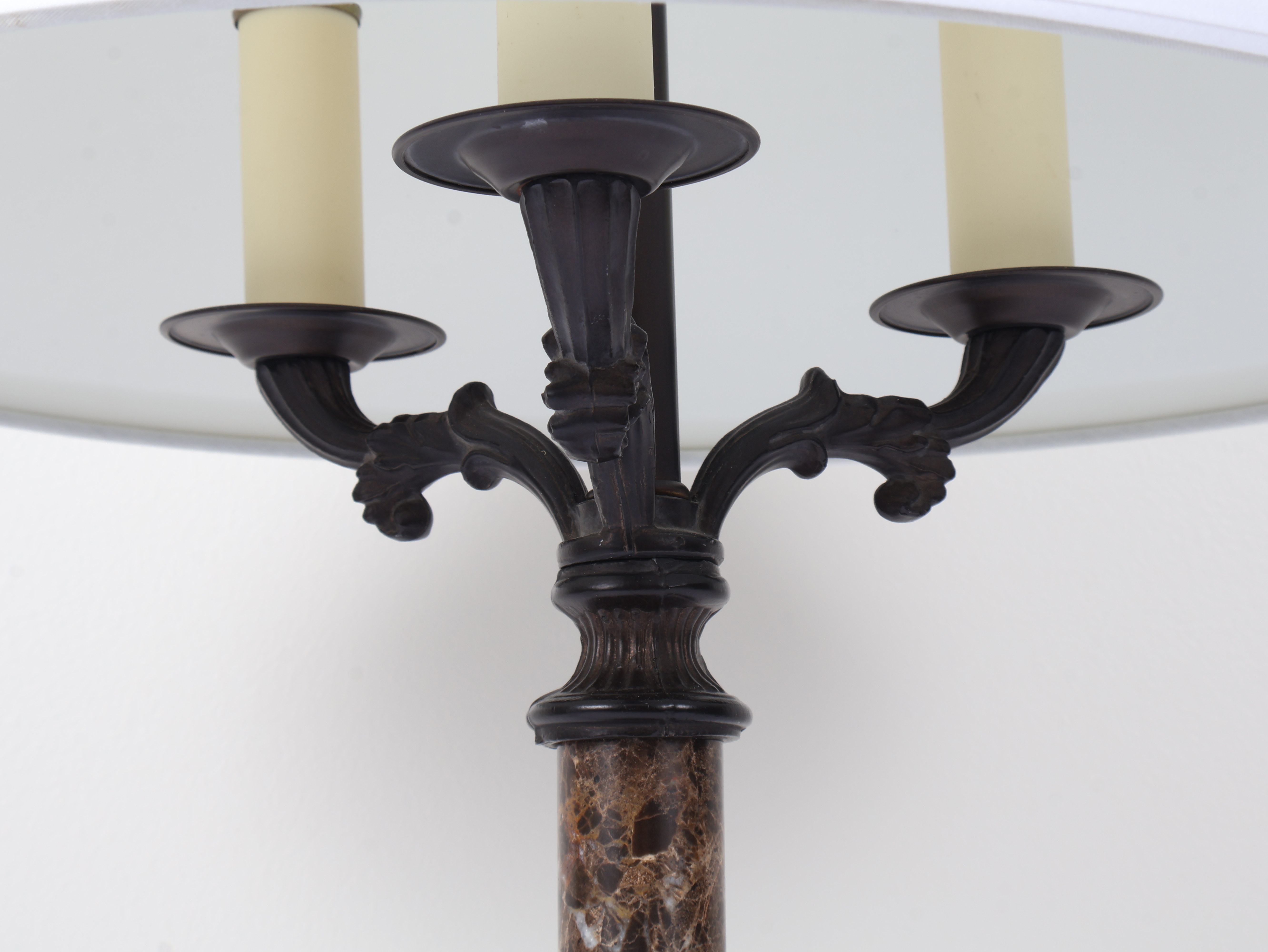 Triple-Light Marble and Metal Table Lamp