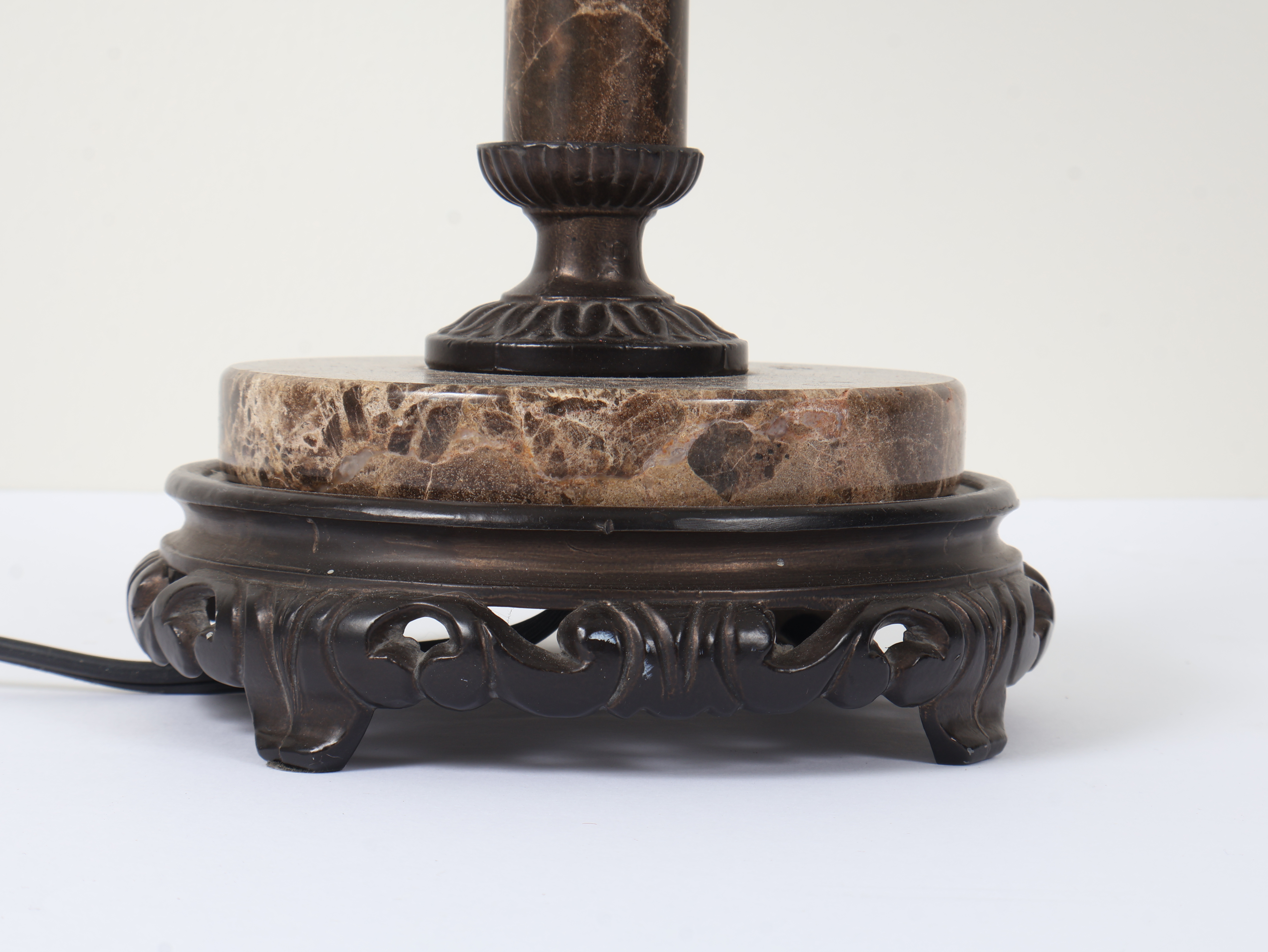 Triple-Light Marble and Metal Table Lamp