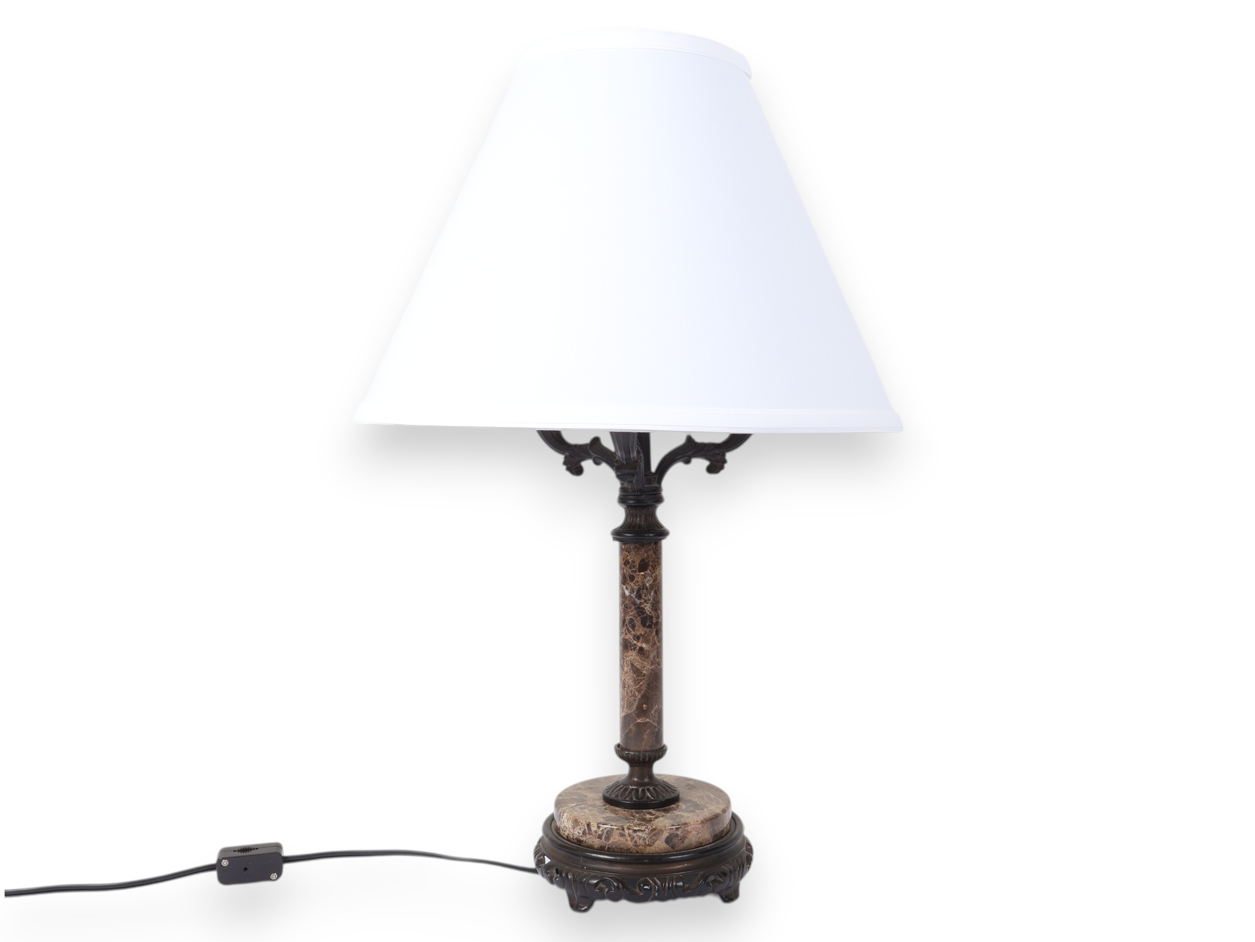 Triple-Light Marble and Metal Table Lamp