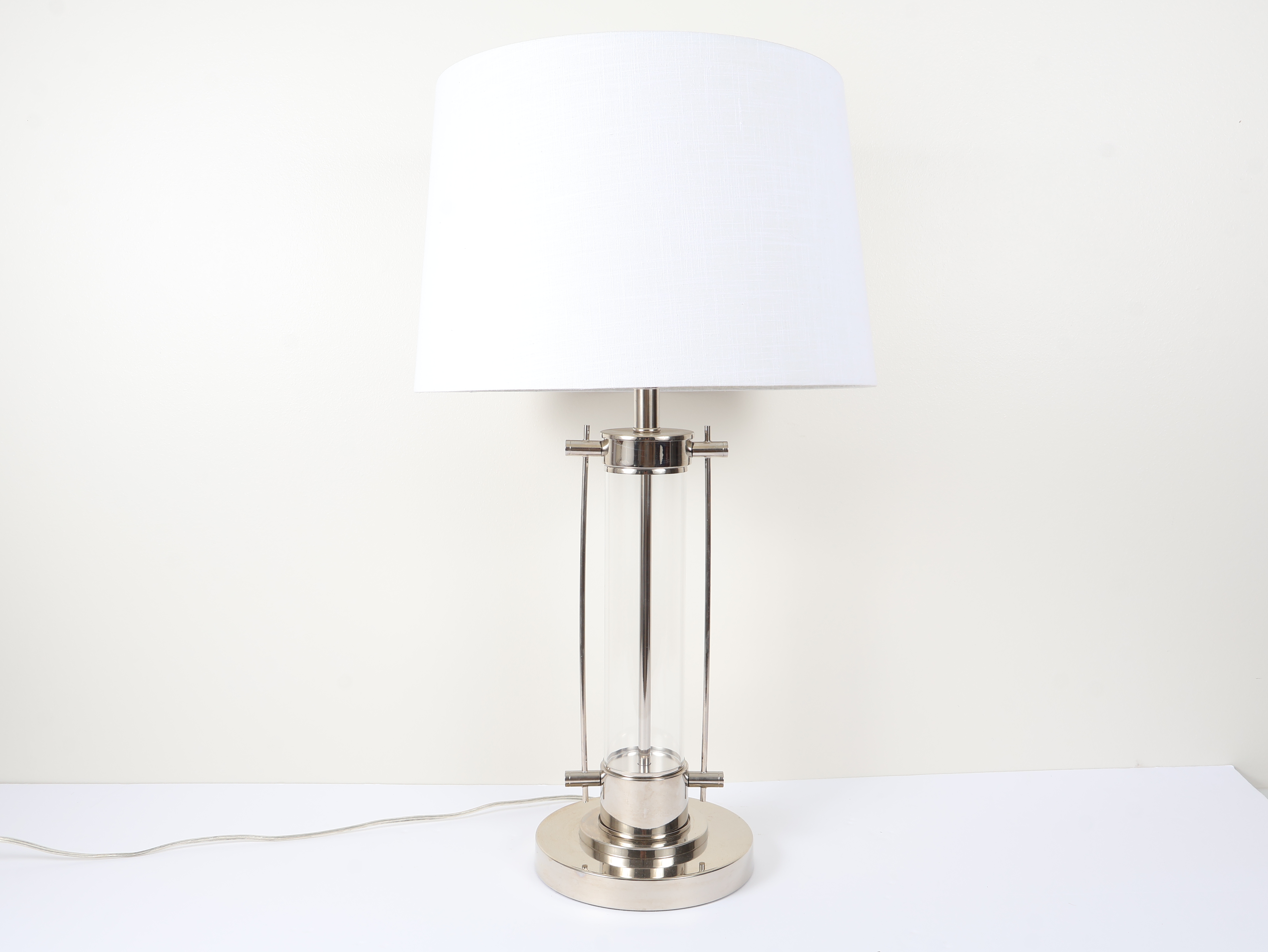 Modern Silver Toned Metal and Acrylic Table Lamp