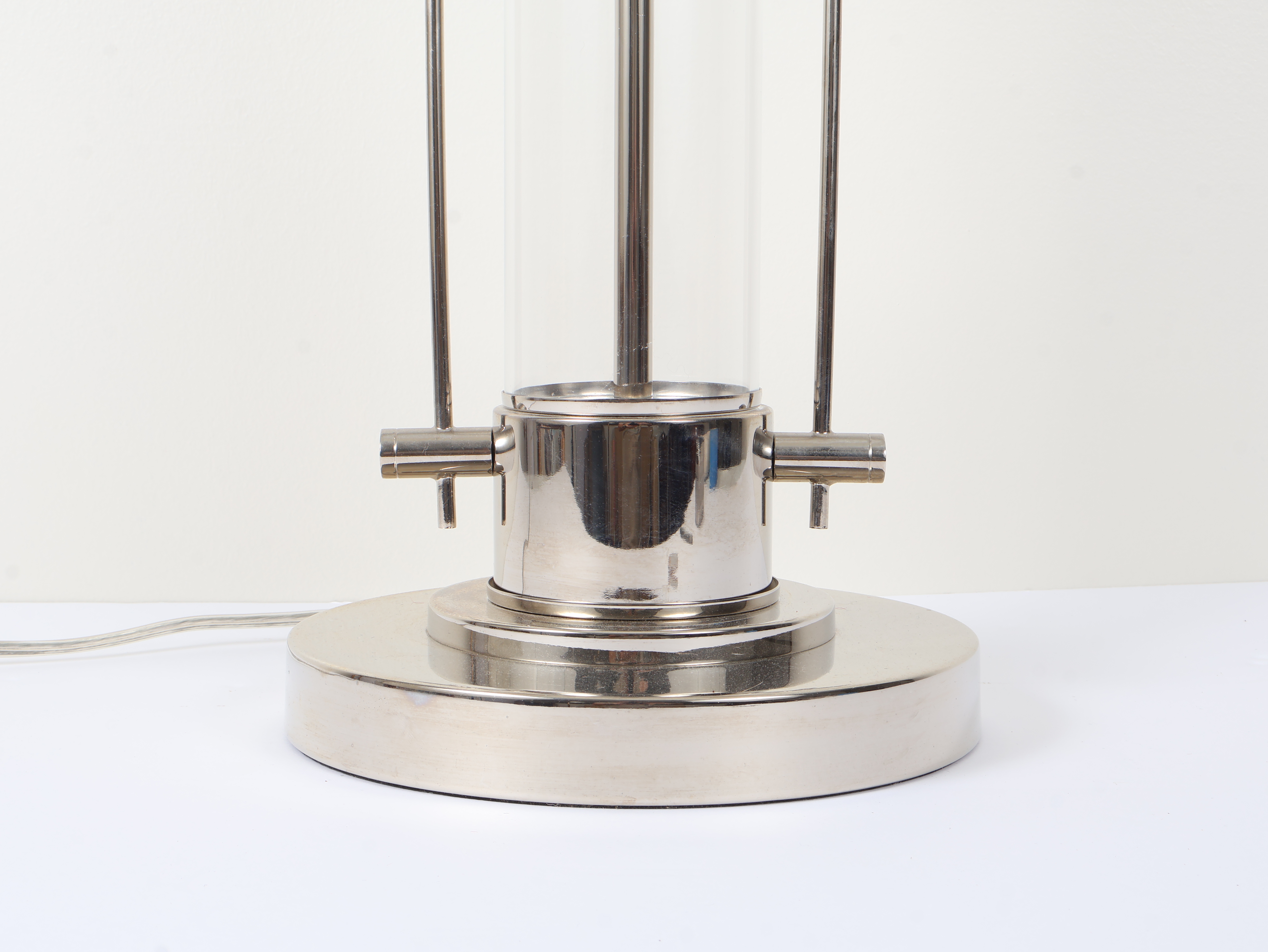 Modern Silver Toned Metal and Acrylic Table Lamp