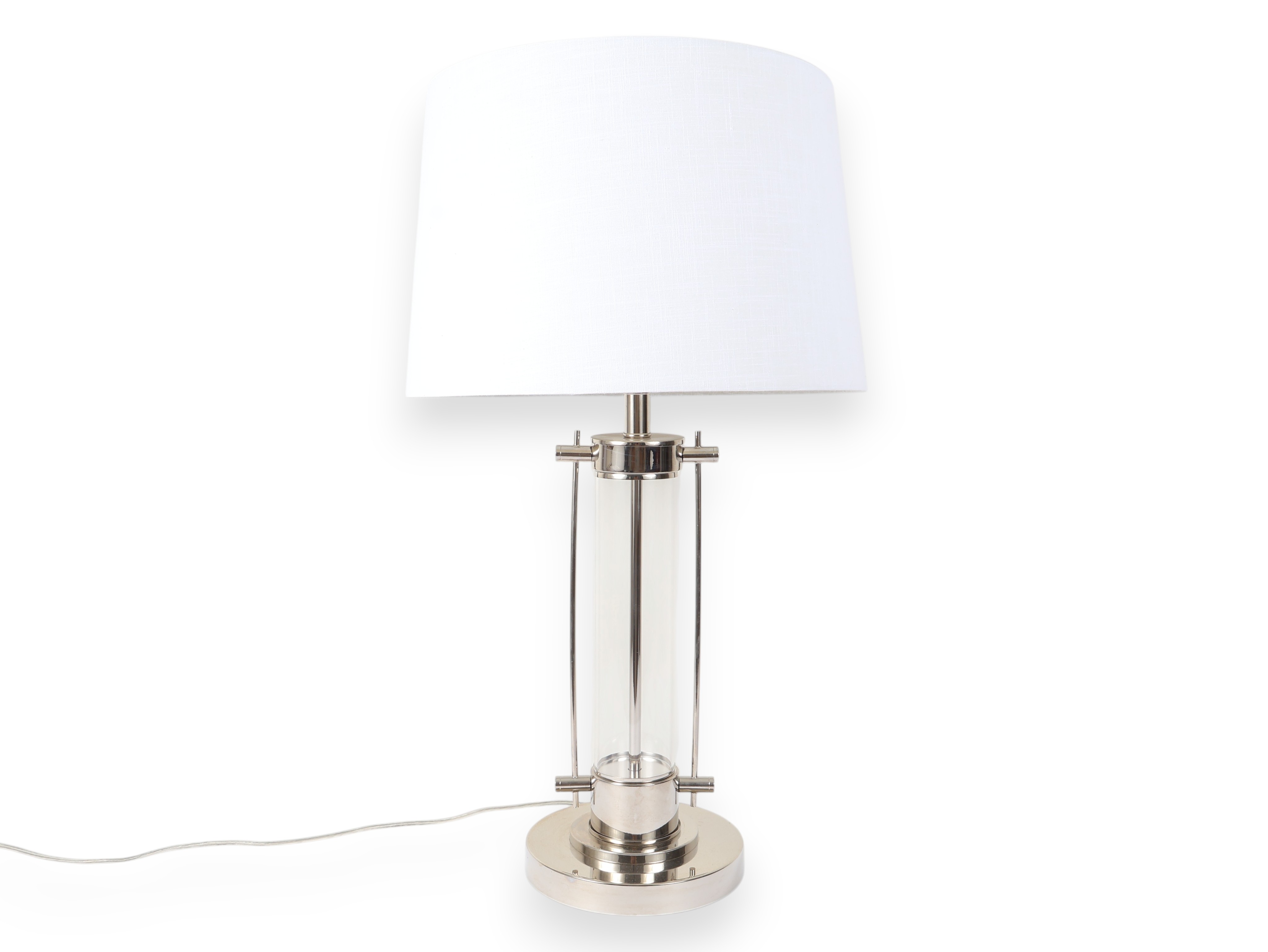 Modern Silver Toned Metal and Acrylic Table Lamp