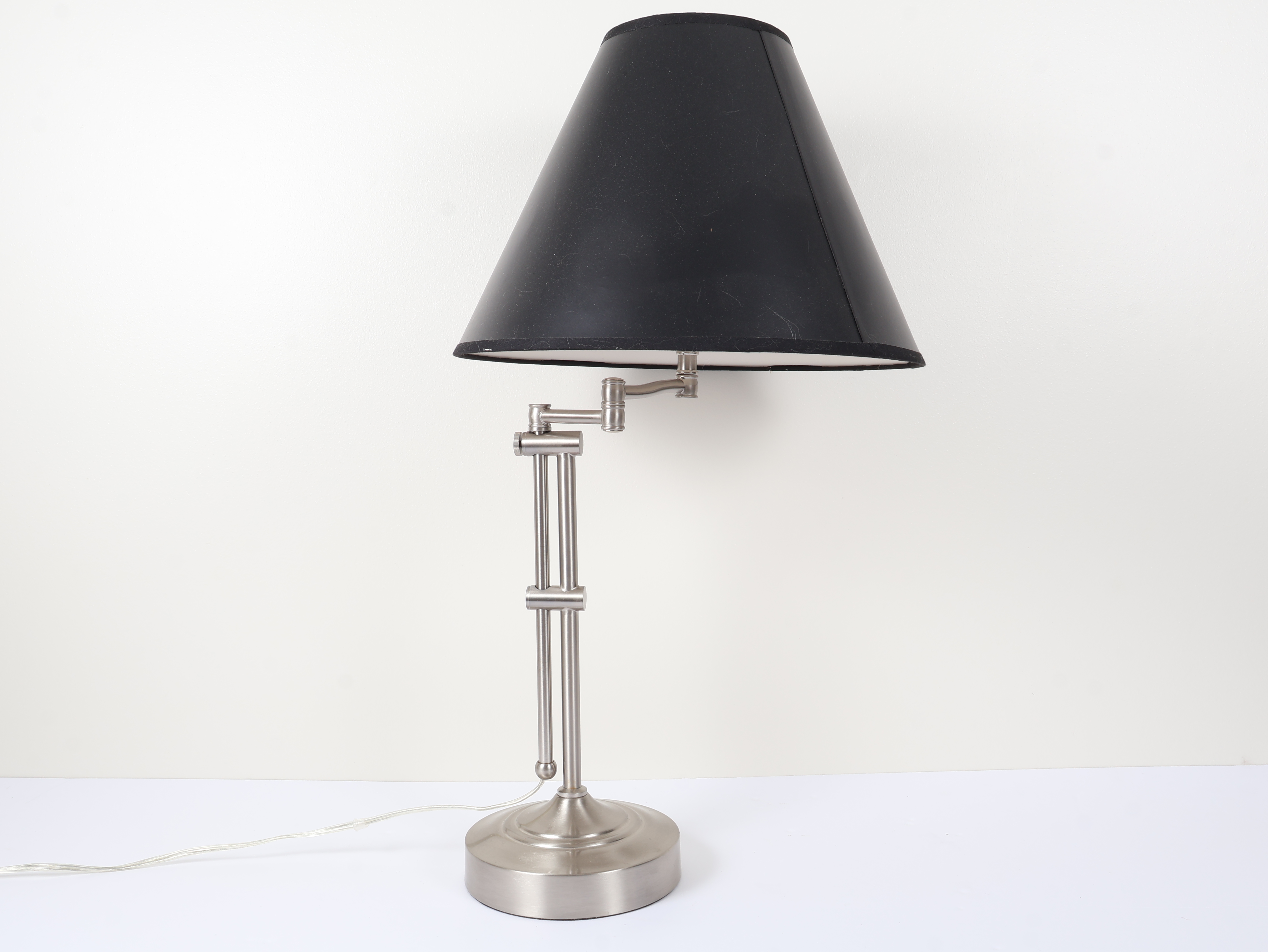 Brushed Metal Swing Arm Desk Lamp with Black Shade