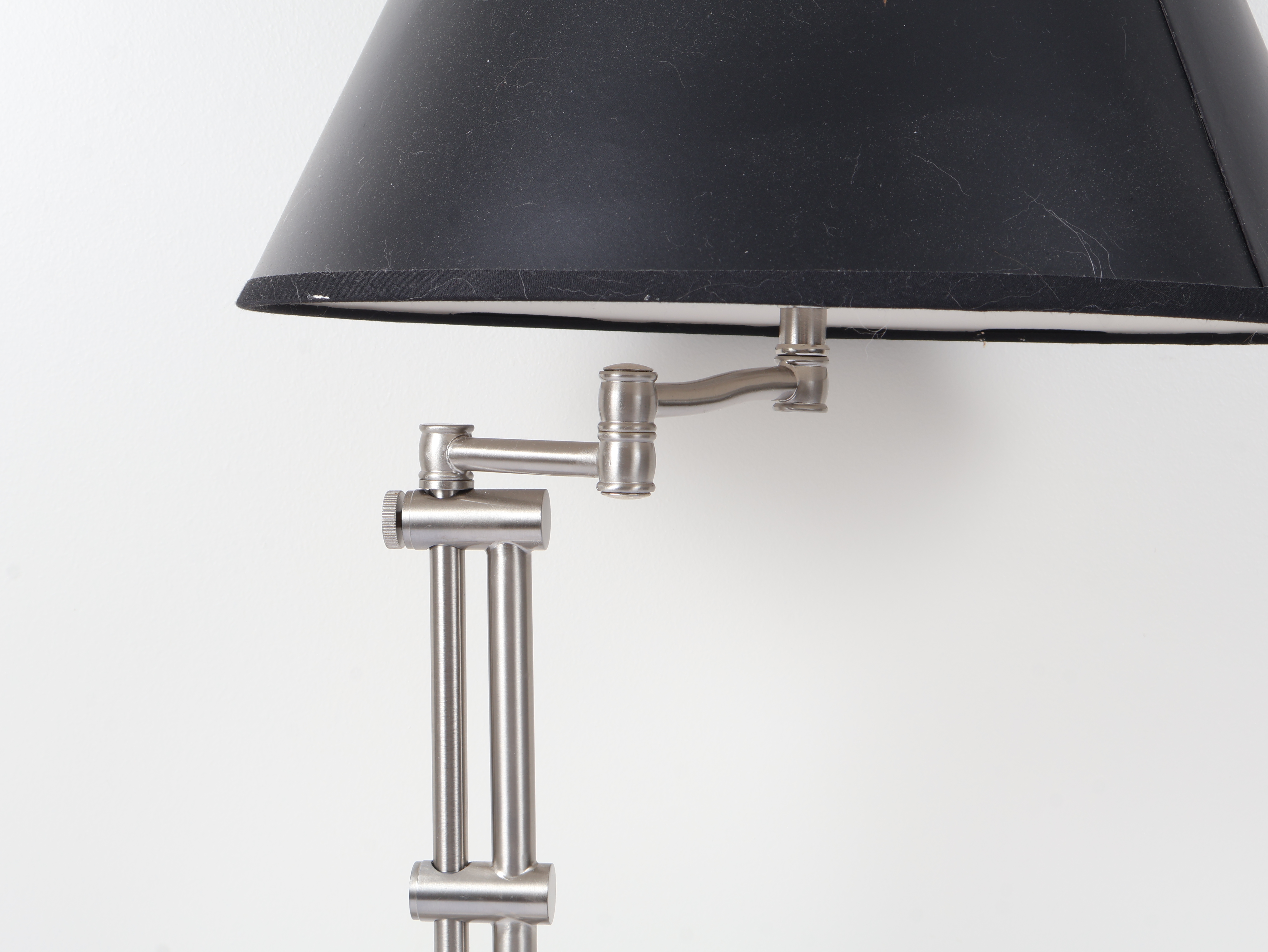 Brushed Metal Swing Arm Desk Lamp with Black Shade