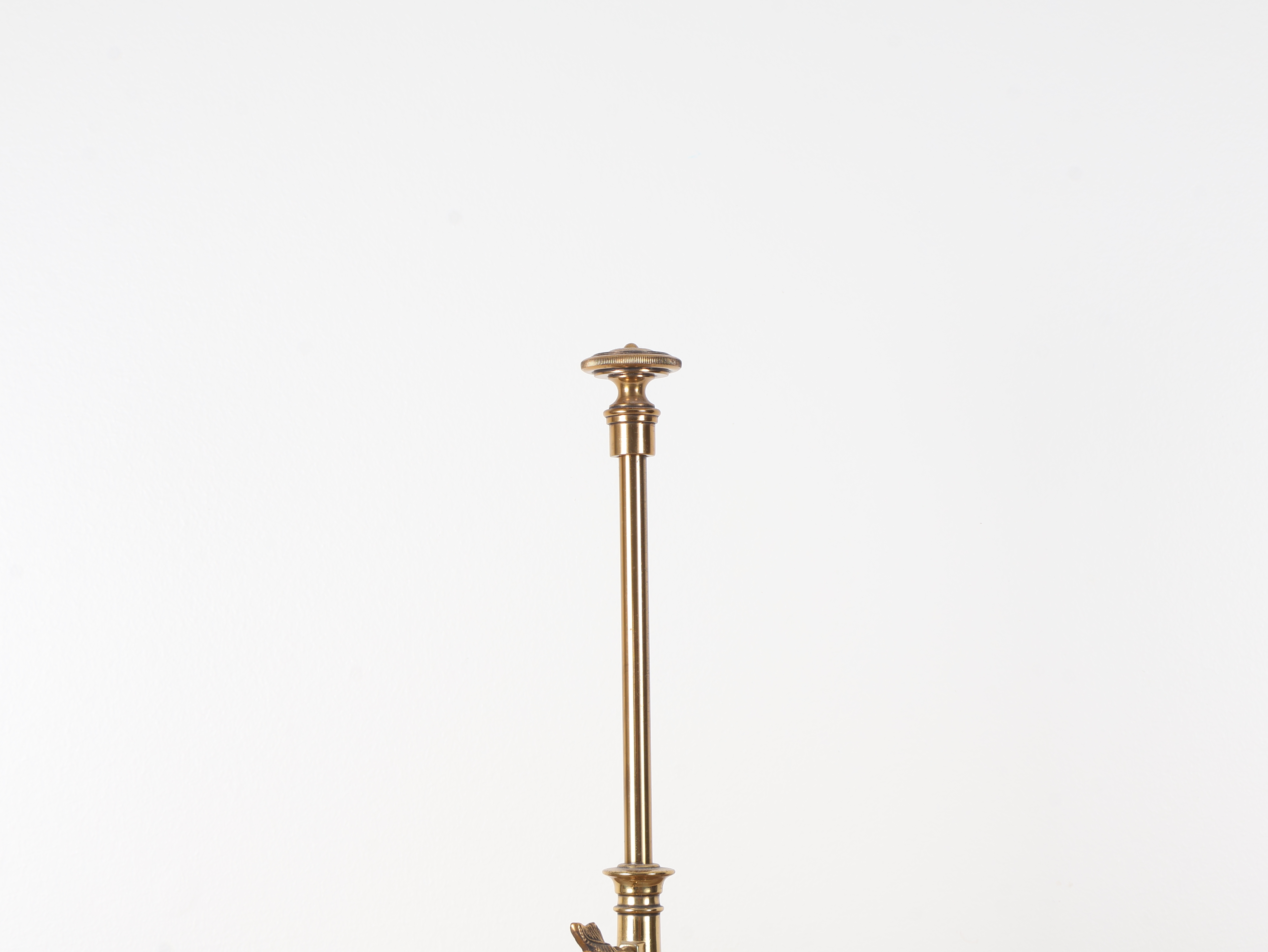 Three Light Brass Bouillotte Lamp with Adjustable Faux Bois Shade