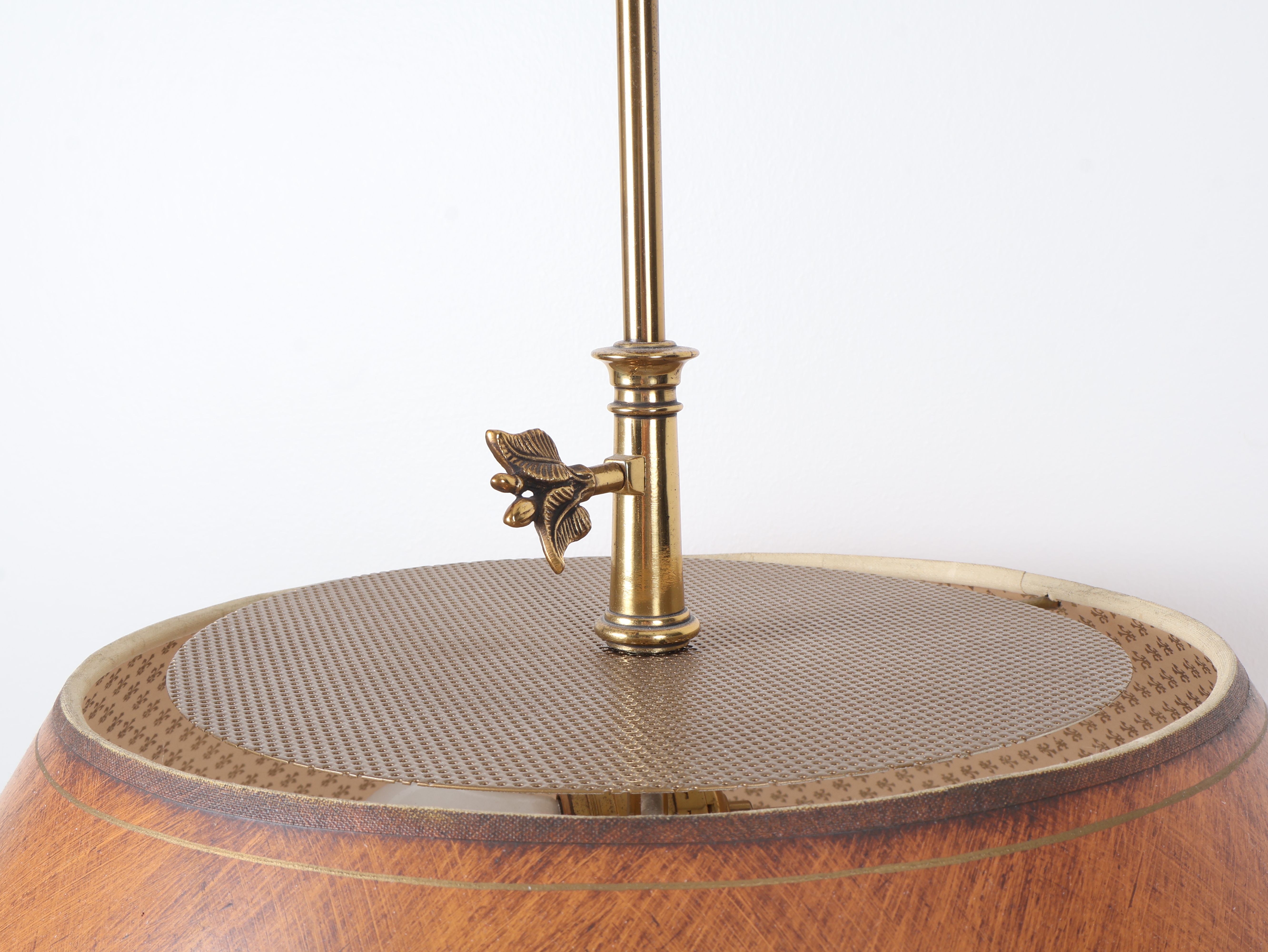 Three Light Brass Bouillotte Lamp with Adjustable Faux Bois Shade