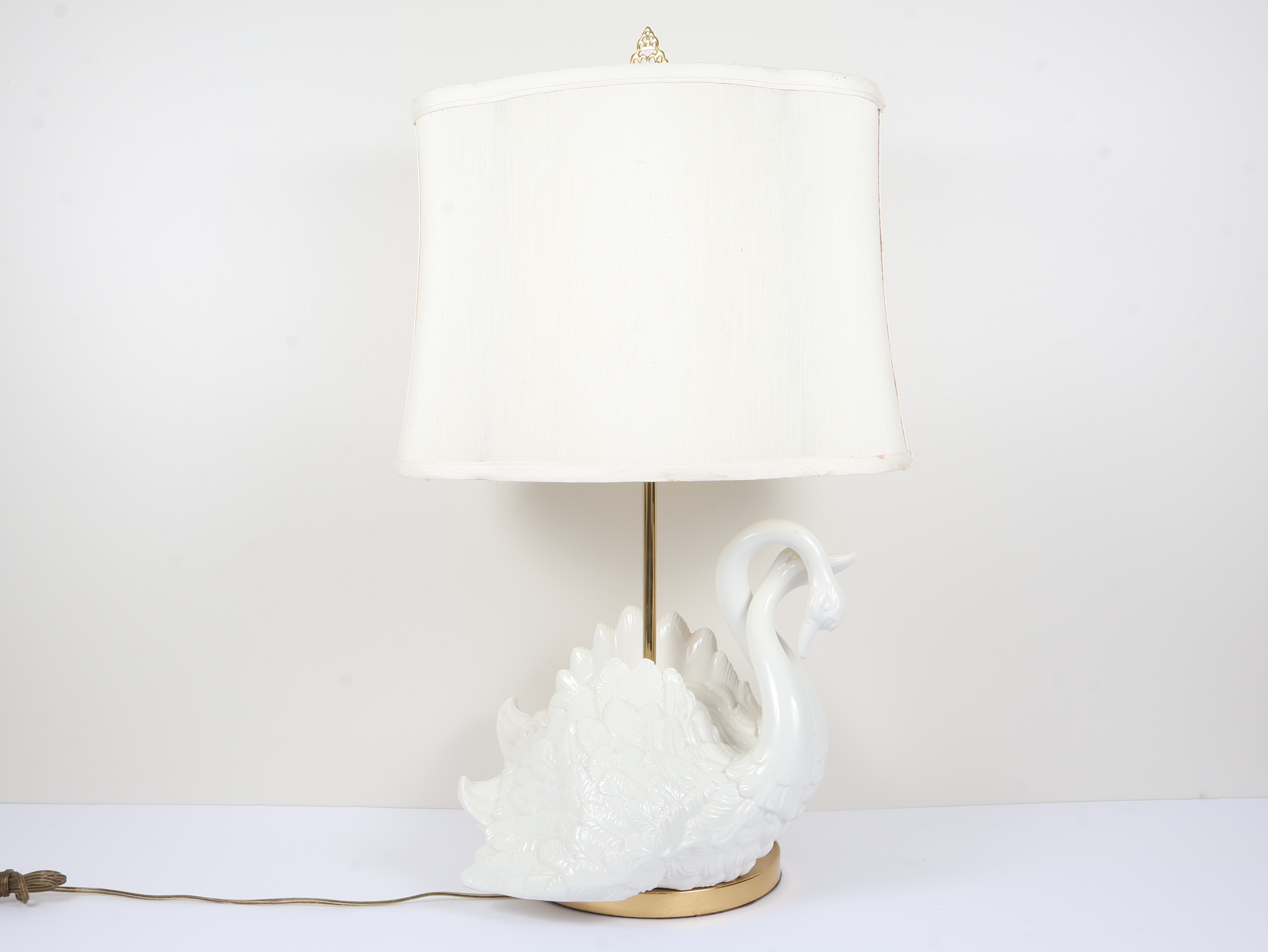 Hollywood Regency Style Intertwined Swan Ceramic Table Lamp