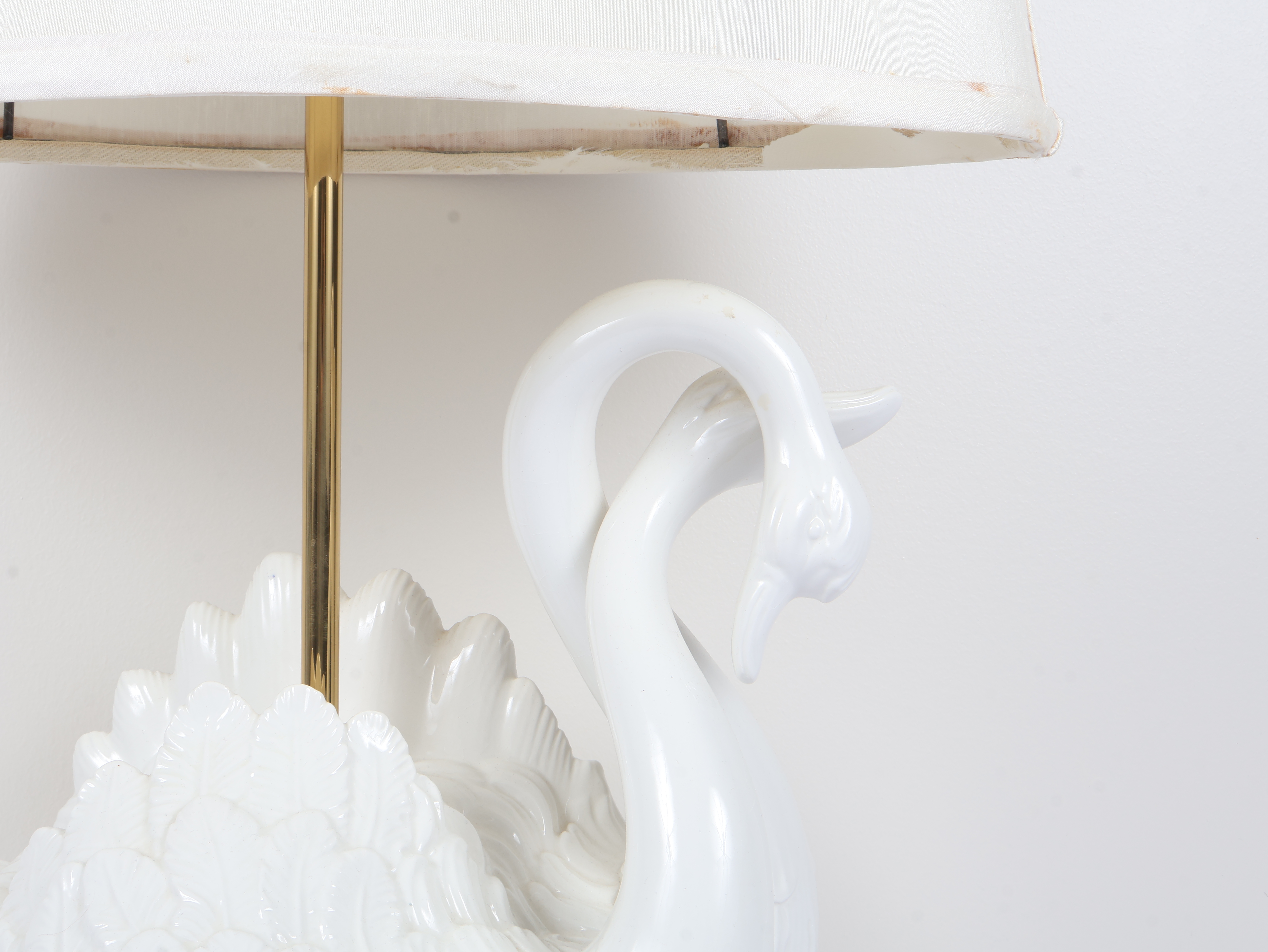 Hollywood Regency Style Intertwined Swan Ceramic Table Lamp
