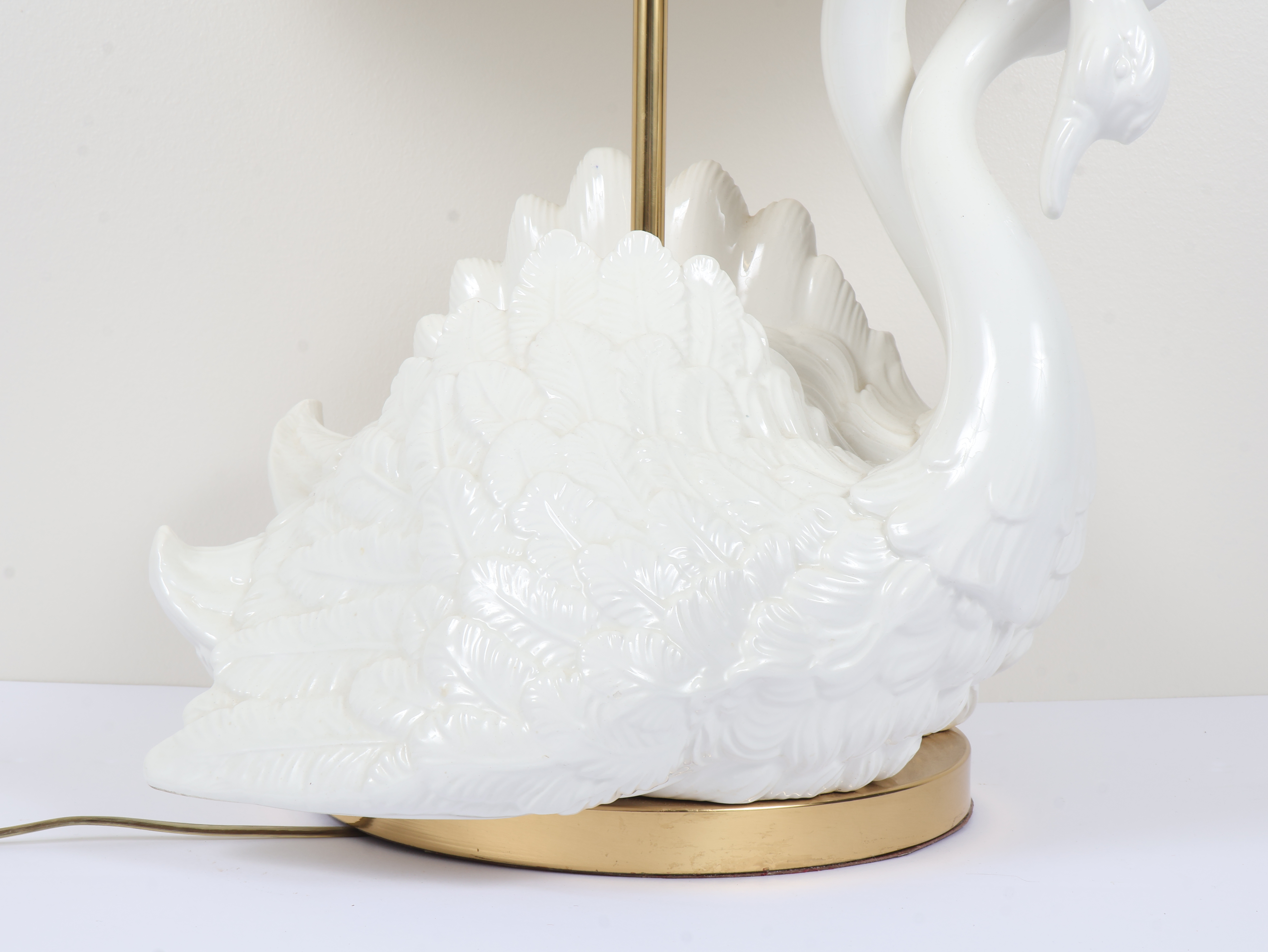 Hollywood Regency Style Intertwined Swan Ceramic Table Lamp
