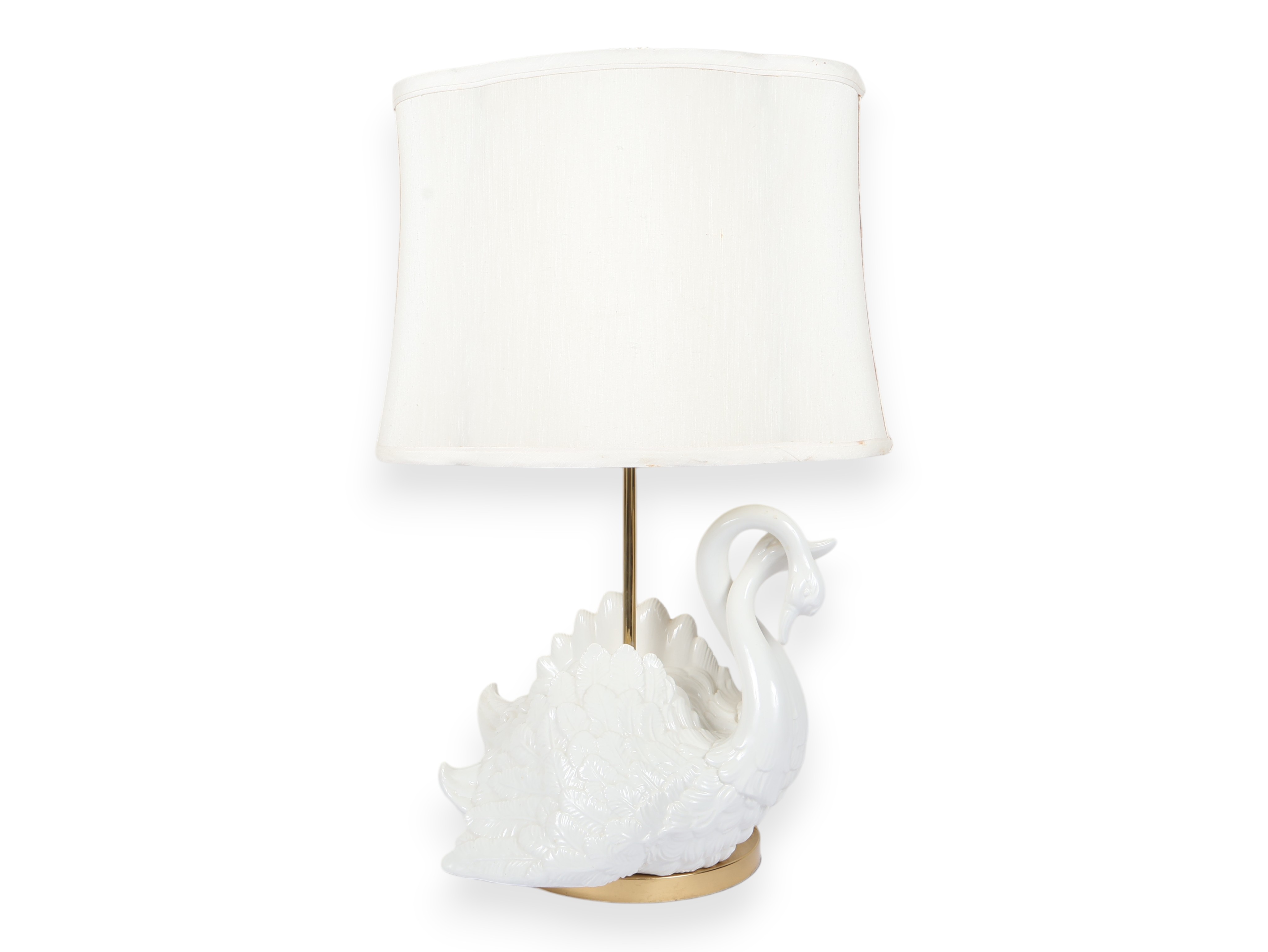 Hollywood Regency Style Intertwined Swan Ceramic Table Lamp