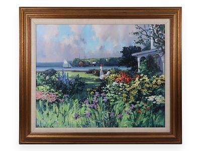Paul Landry (Canadian/American, b. 1931), Sunday Afternoon, Oil on Canvas, 1988 (Signed). Origina 