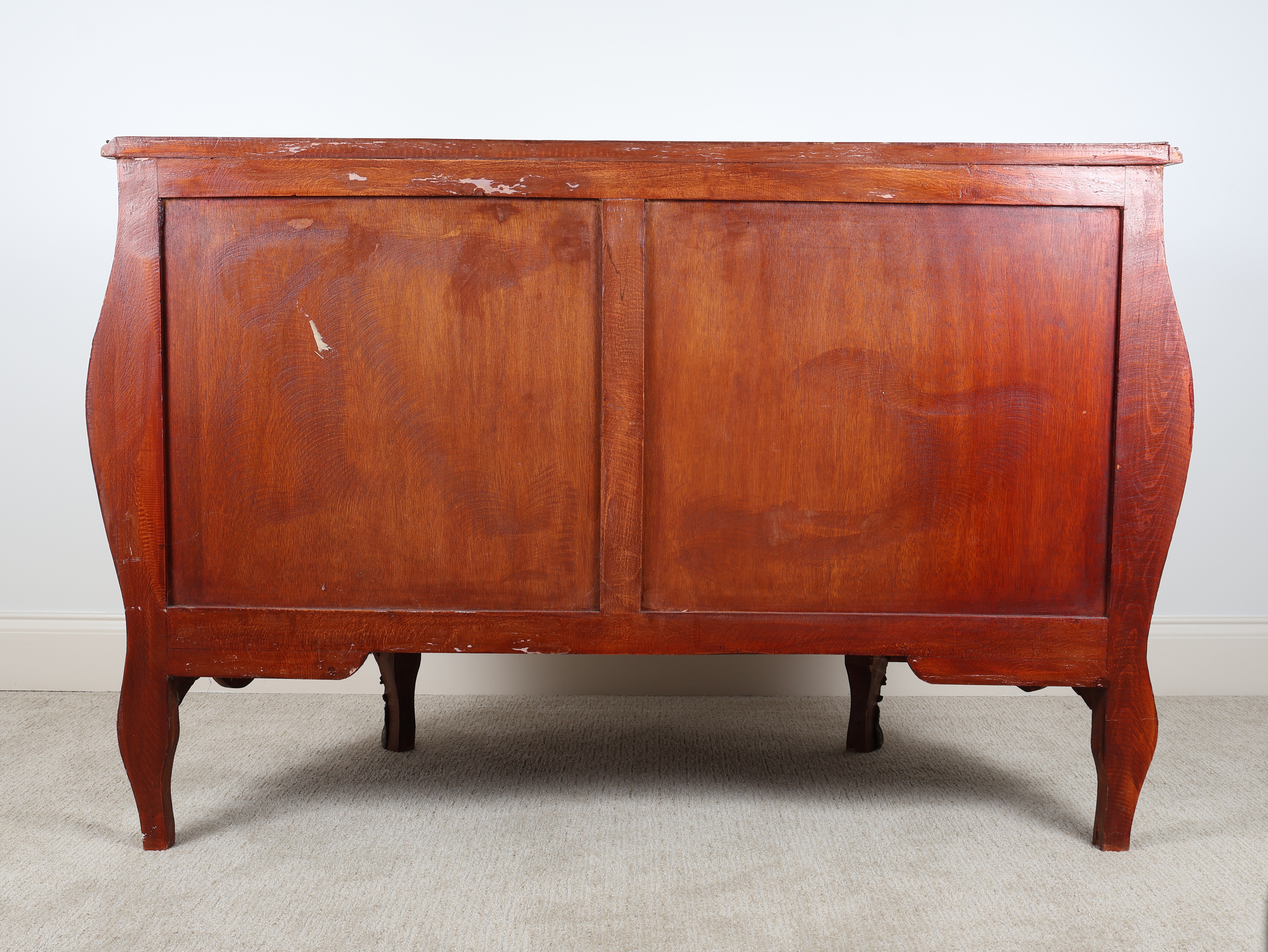 A Louis XV Style Marquetry Bombé Commode