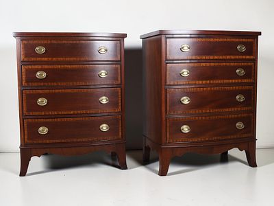 A Pair of Councill Craftsmen Federal Style Mahogany Bachelors' Chests. A pair of small mahogany 