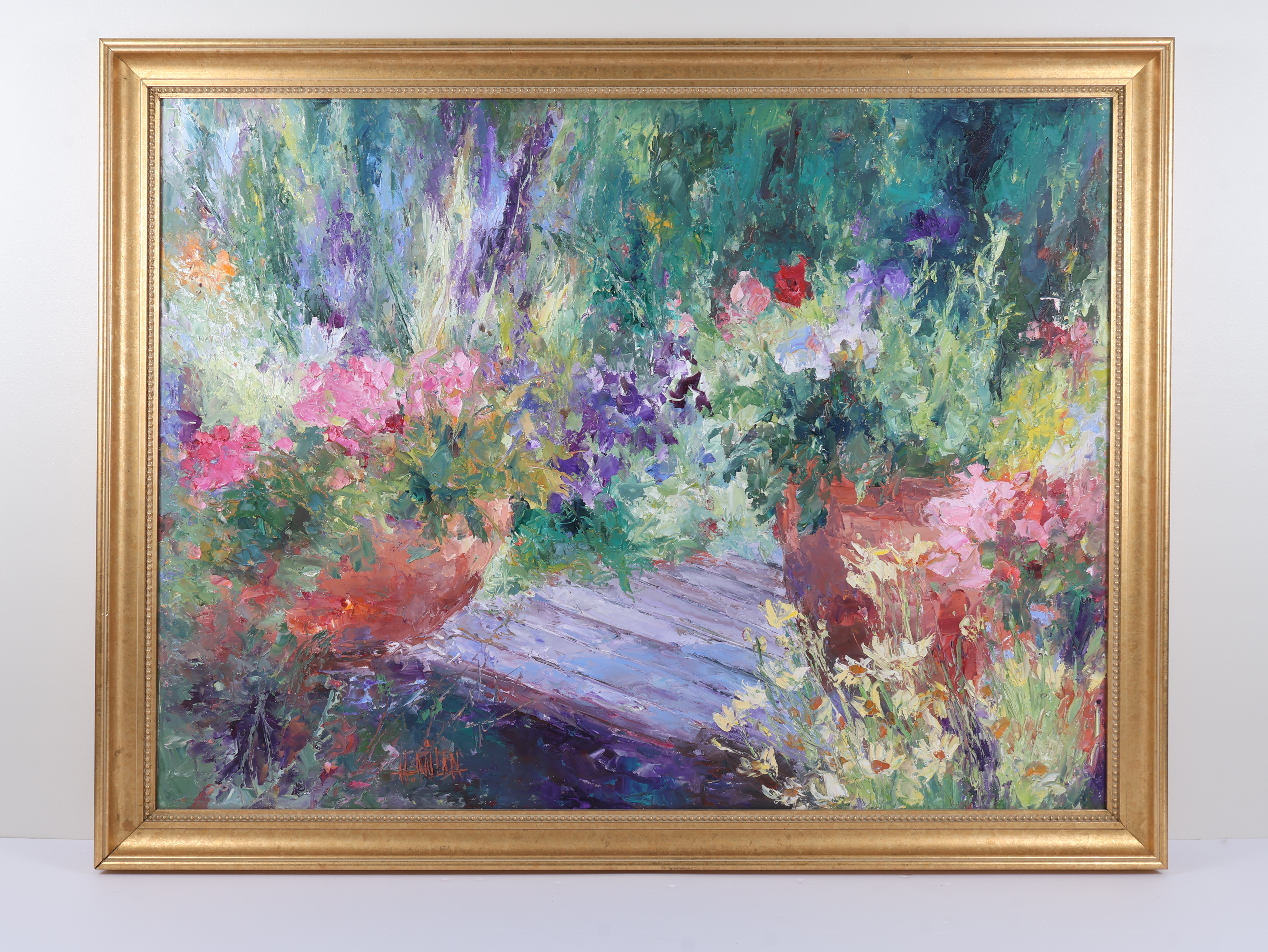 Henrietta Milan, Beauty of Nature, Garden Landscape, Oil on Canvas (Signed)