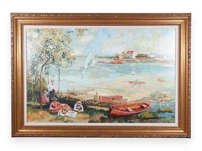 Hadri (20th Century), Large Impressionist Style Oil on Canvas, 1982. This large-scale oil on 