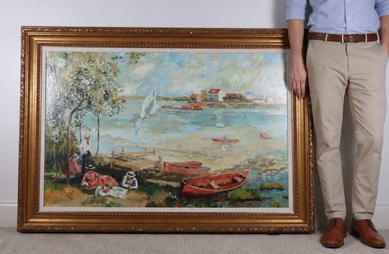 Hadri (20th Century), Large Impressionist Style Oil on Canvas, 1982