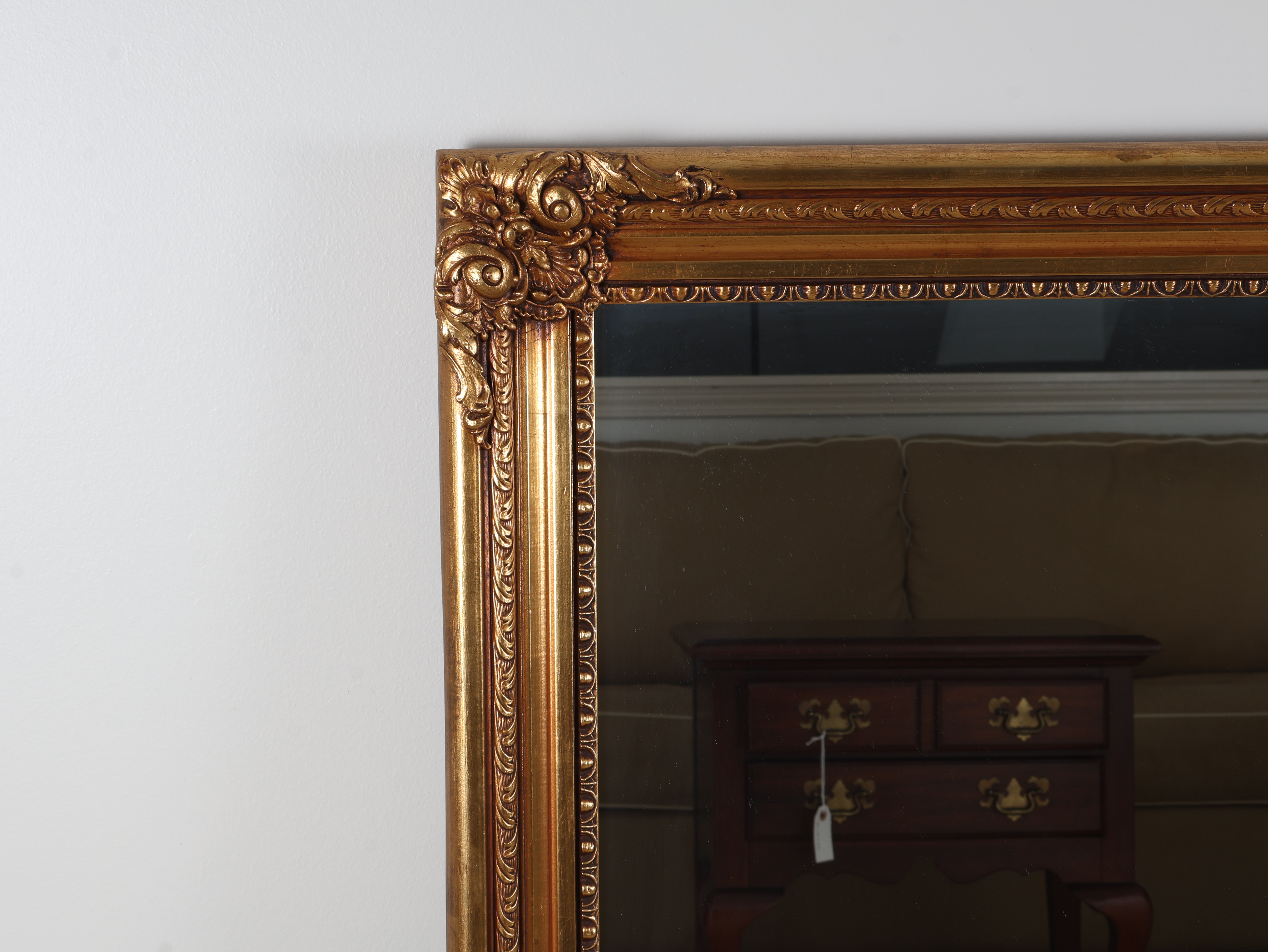 Large Rococo Revival Gilt Wood and Composition Framed Wall Mirror
