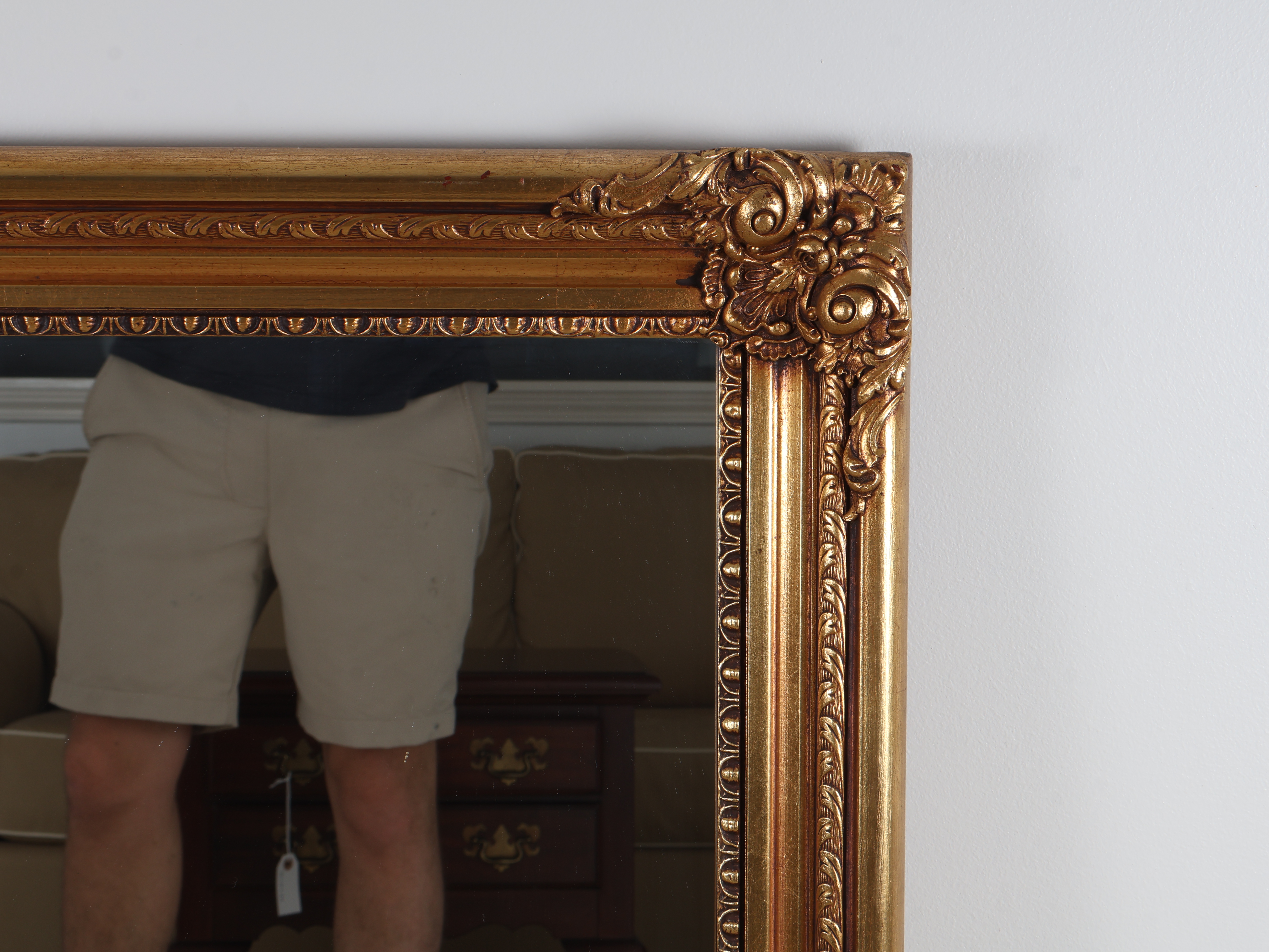 Large Rococo Revival Gilt Wood and Composition Framed Wall Mirror