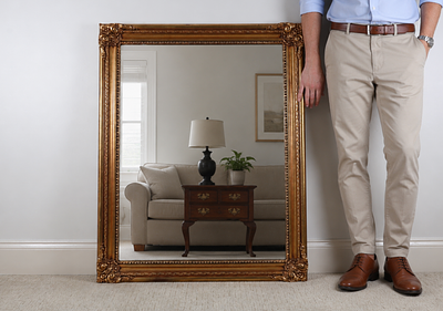 Large Rococo Revival Gilt Wood and Composition Framed Wall Mirror. A large rectangular wall 