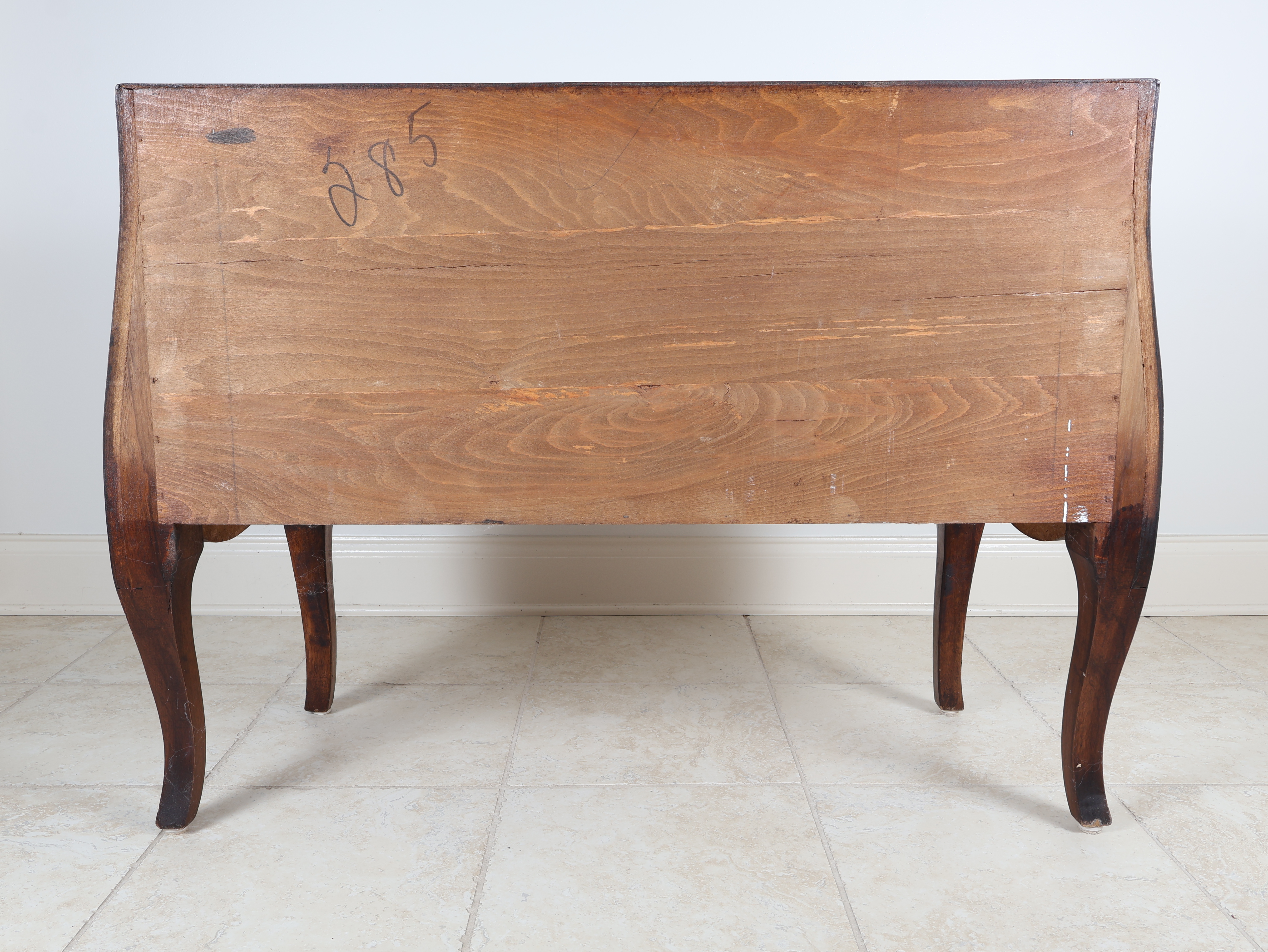 Louis XV Style Burl Walnut Parquetry Bombe Commode