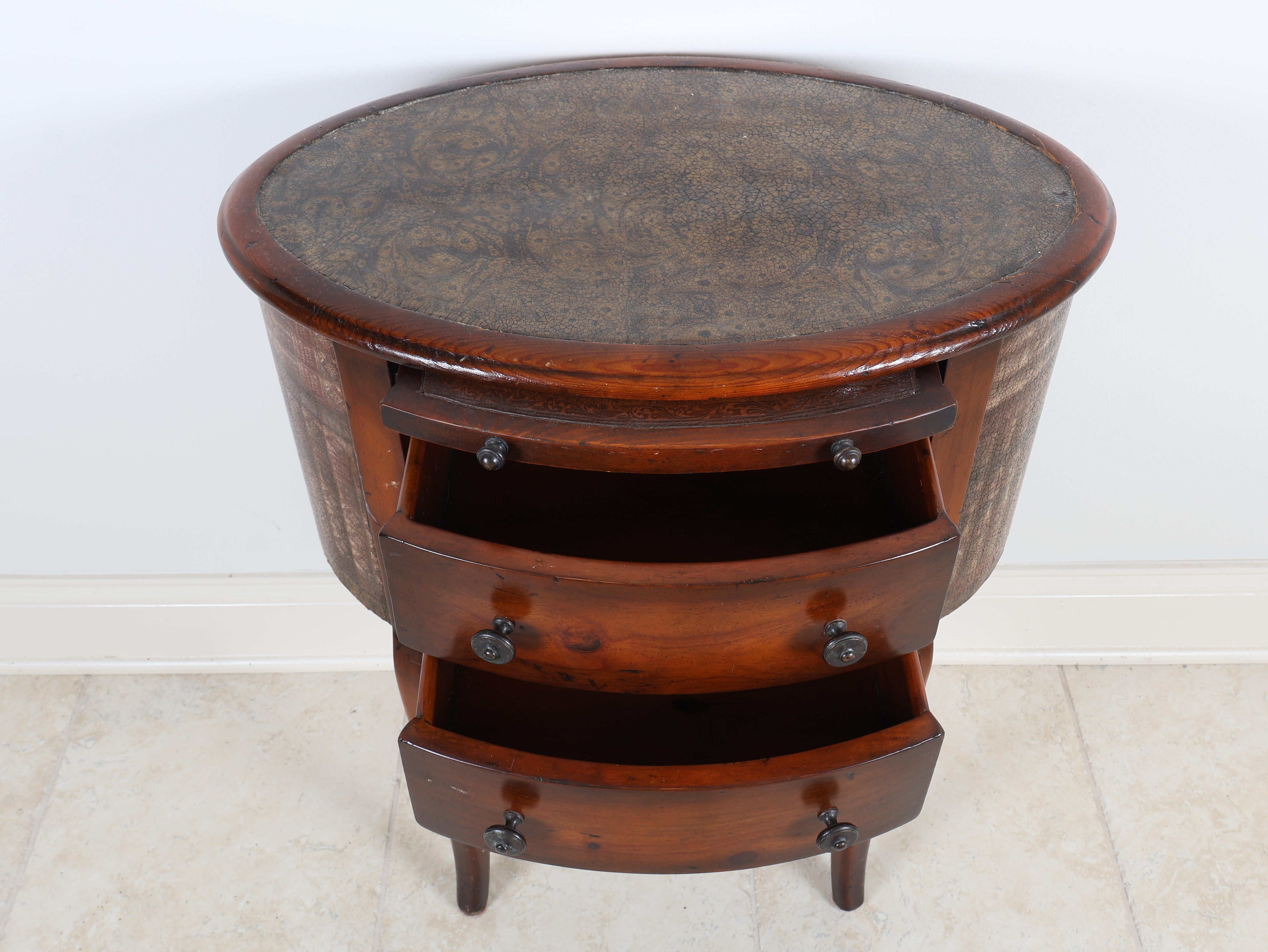 Traditional Oval Trompe L'oeil Book-Bound Side Table