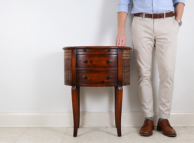 Traditional Oval Trompe L'oeil Book-Bound Side Table. This wooden side table features a 