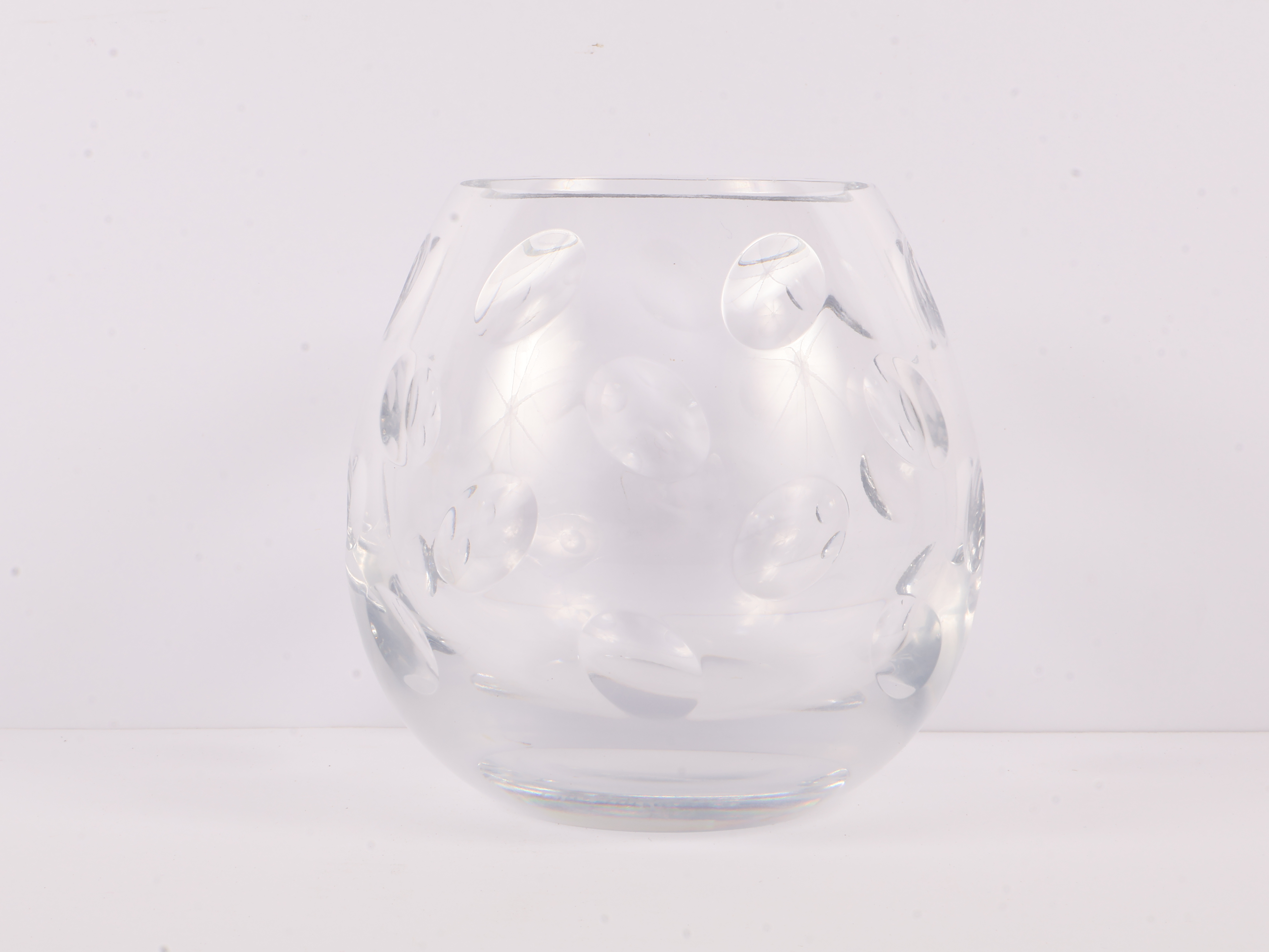 Christofle Cut Crystal Globular Lens Pattern Vase