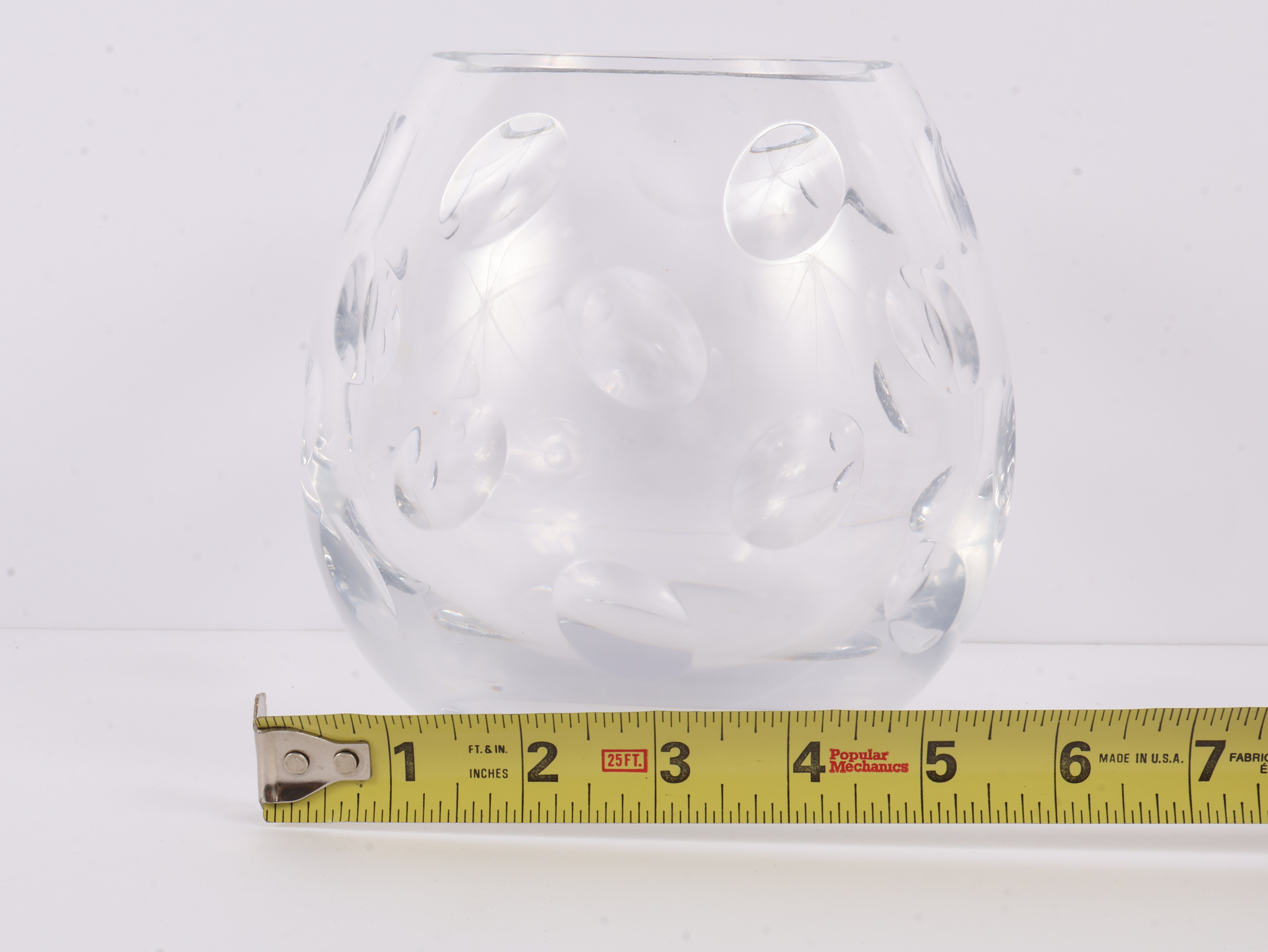 Christofle Cut Crystal Globular Lens Pattern Vase