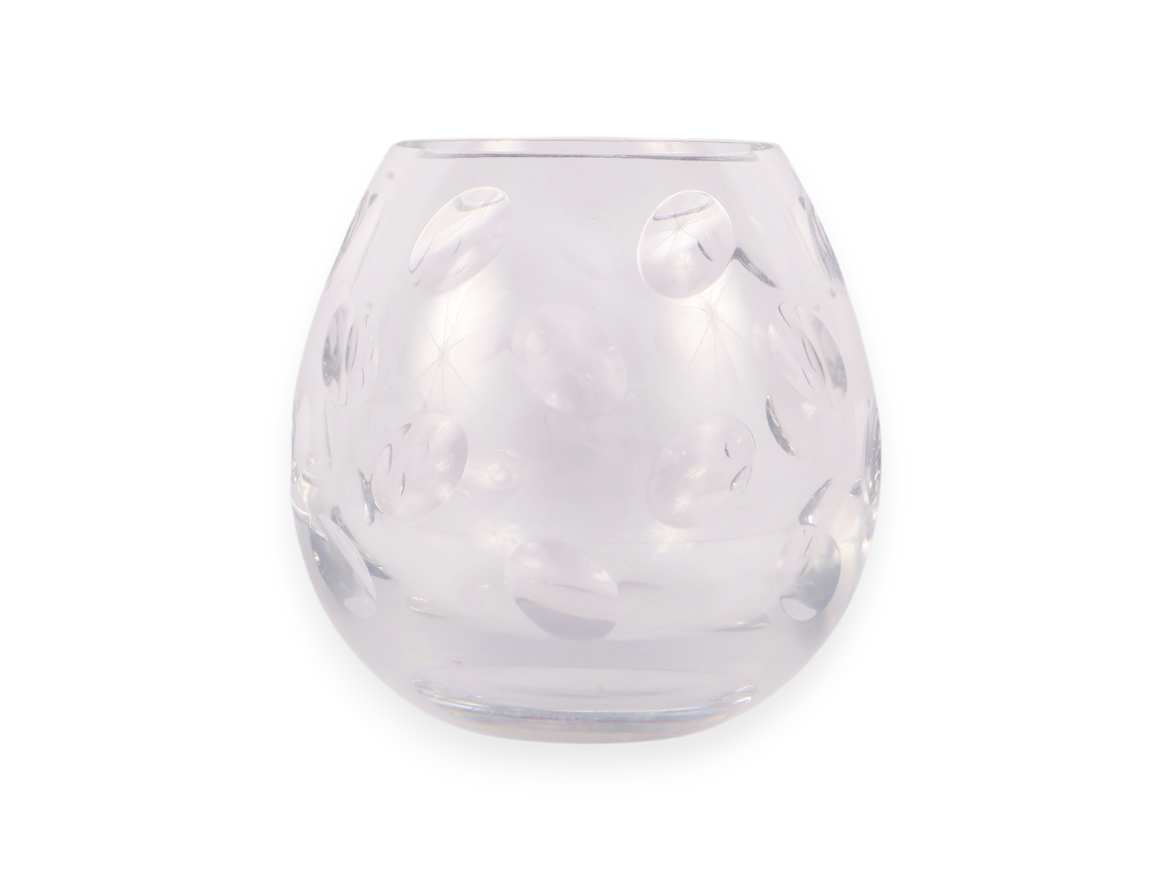 Christofle Cut Crystal Globular Lens Pattern Vase
