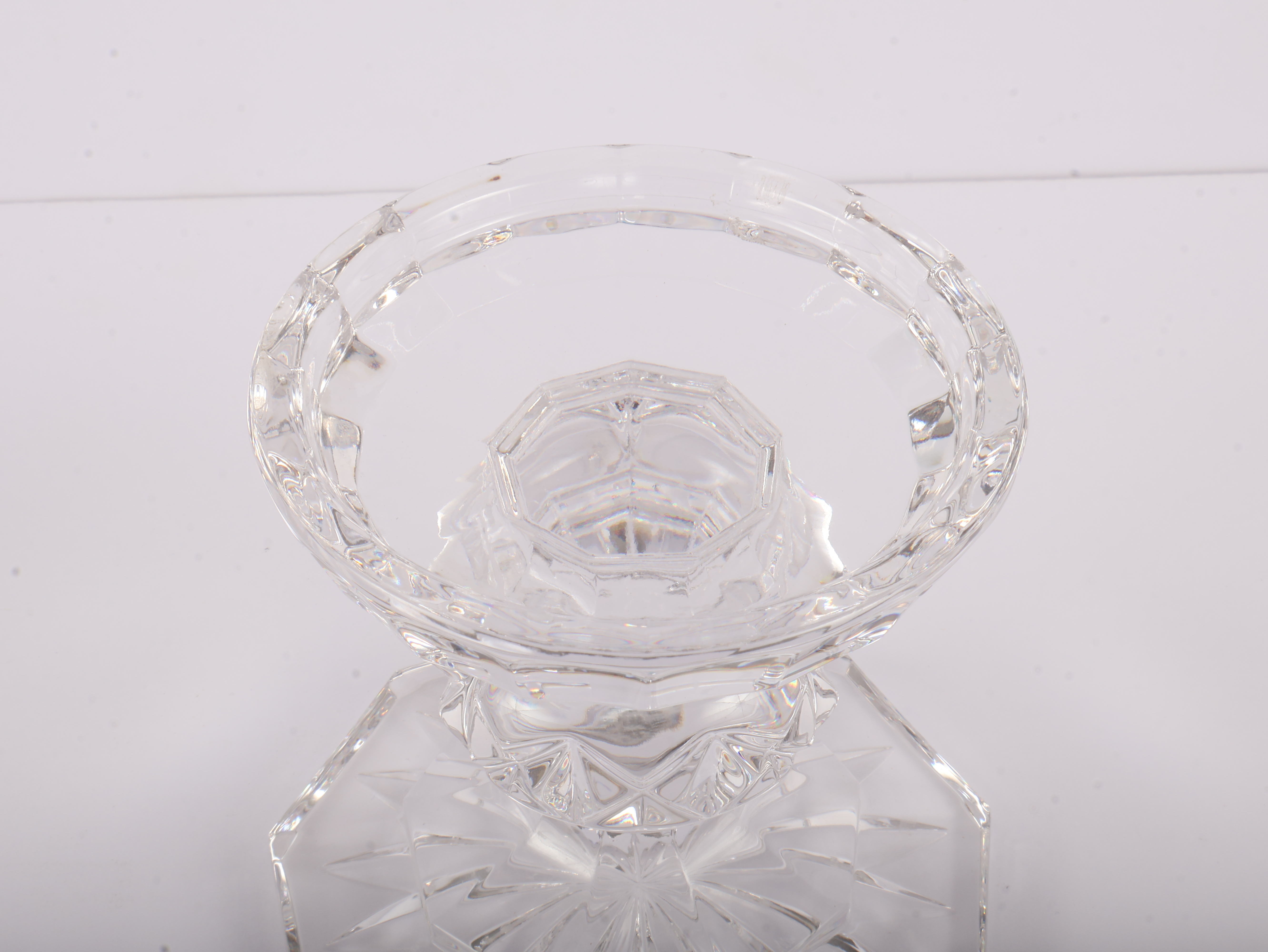 Two Irish Cut Crystal Pedestal Dishes by Waterford and Galway