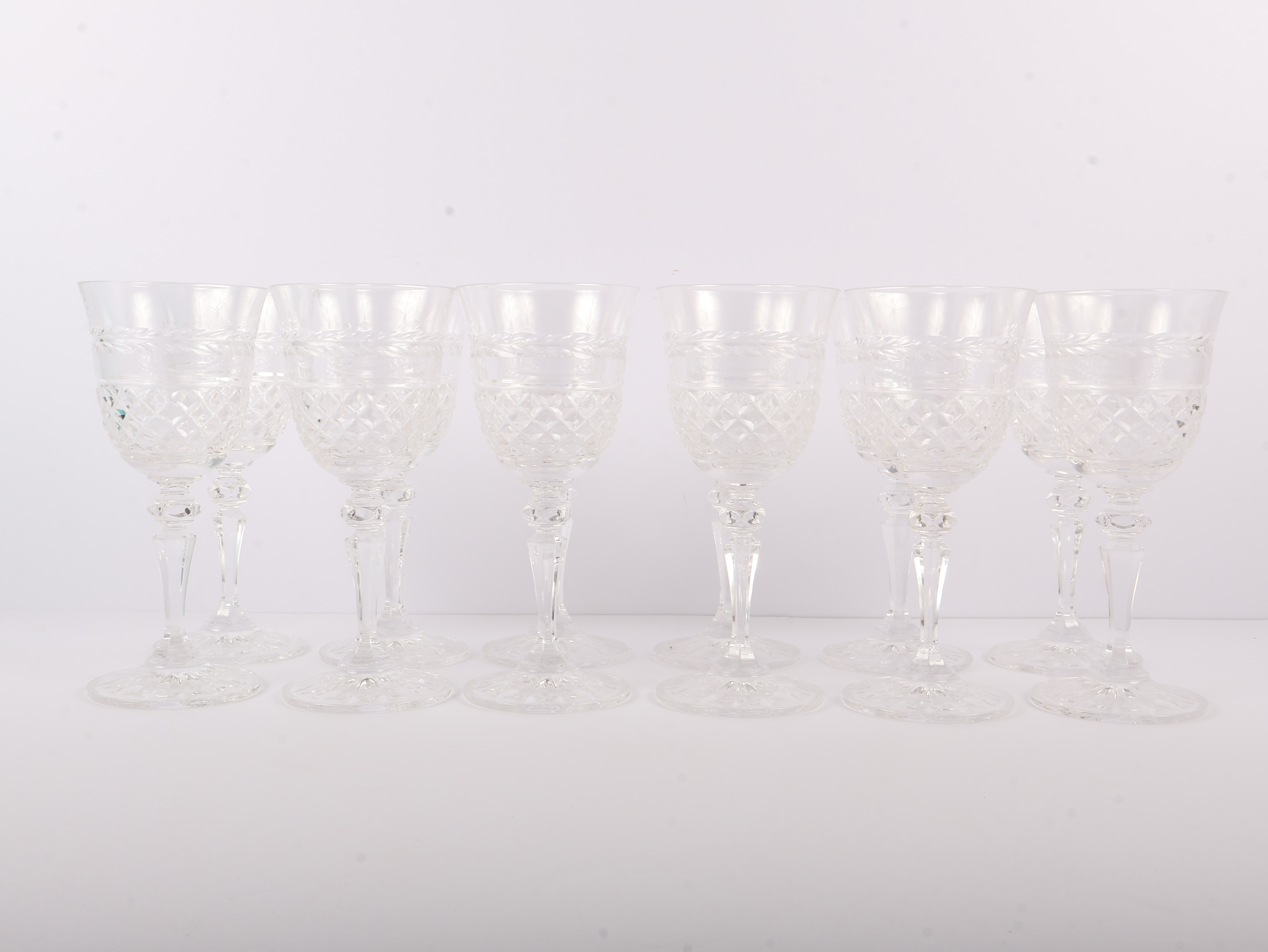 Twelve Galway Irish Cut Lead Crystal Goblets
