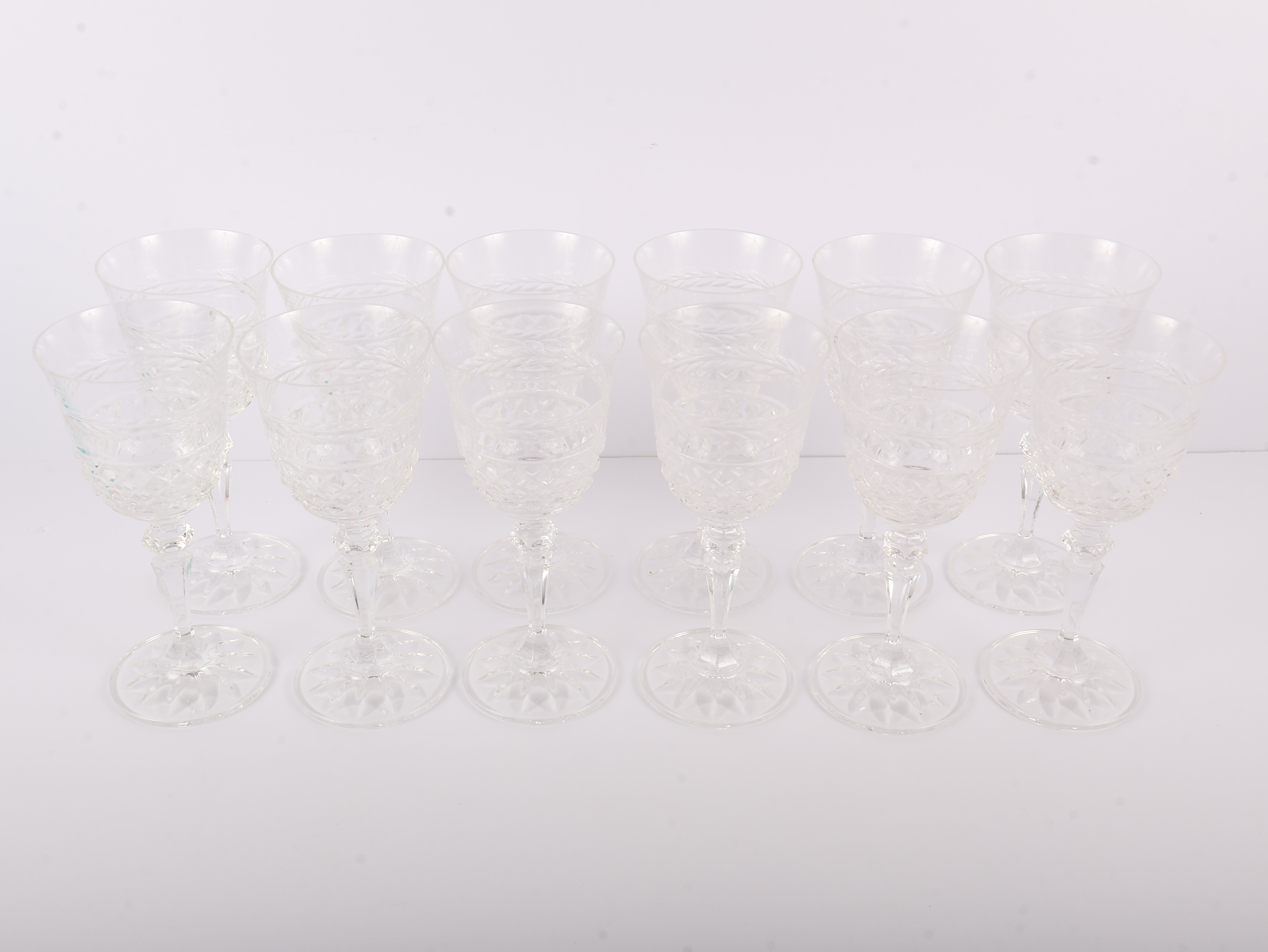 Twelve Galway Irish Cut Lead Crystal Goblets