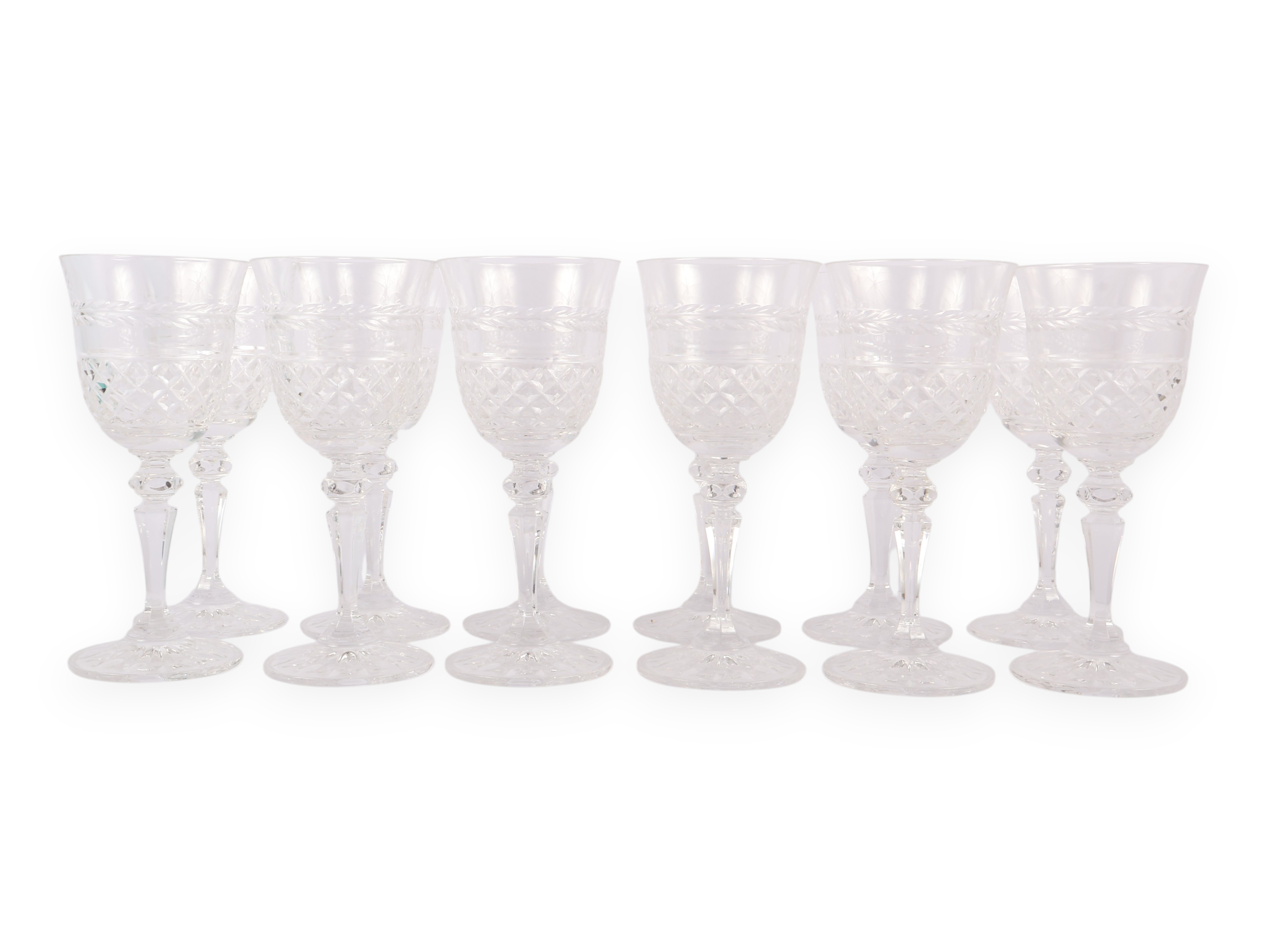 Twelve Galway Irish Cut Lead Crystal Goblets