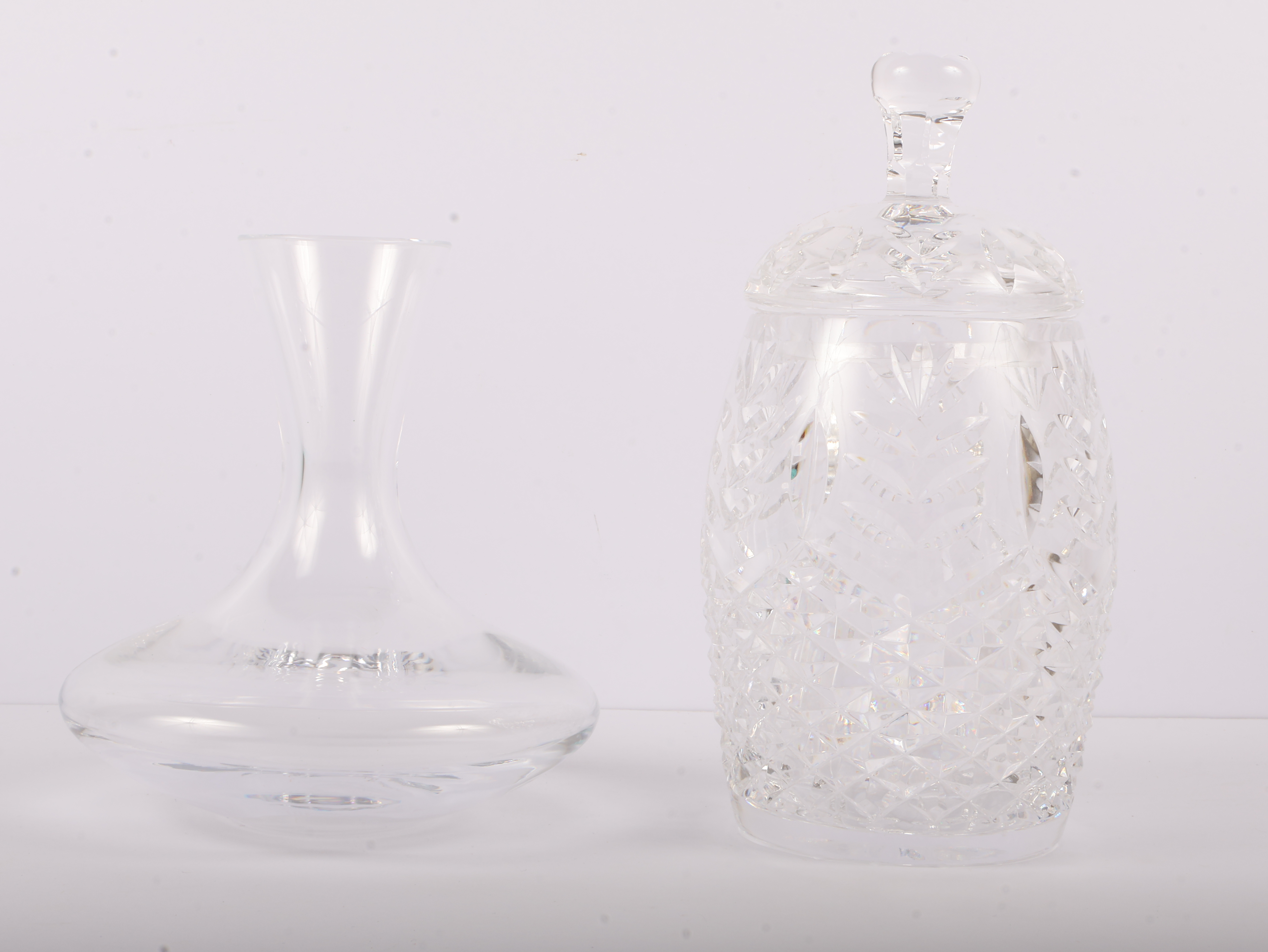 Two Waterford Crystal Items Including a Robert Mondavi Decanter and Lidded Jar