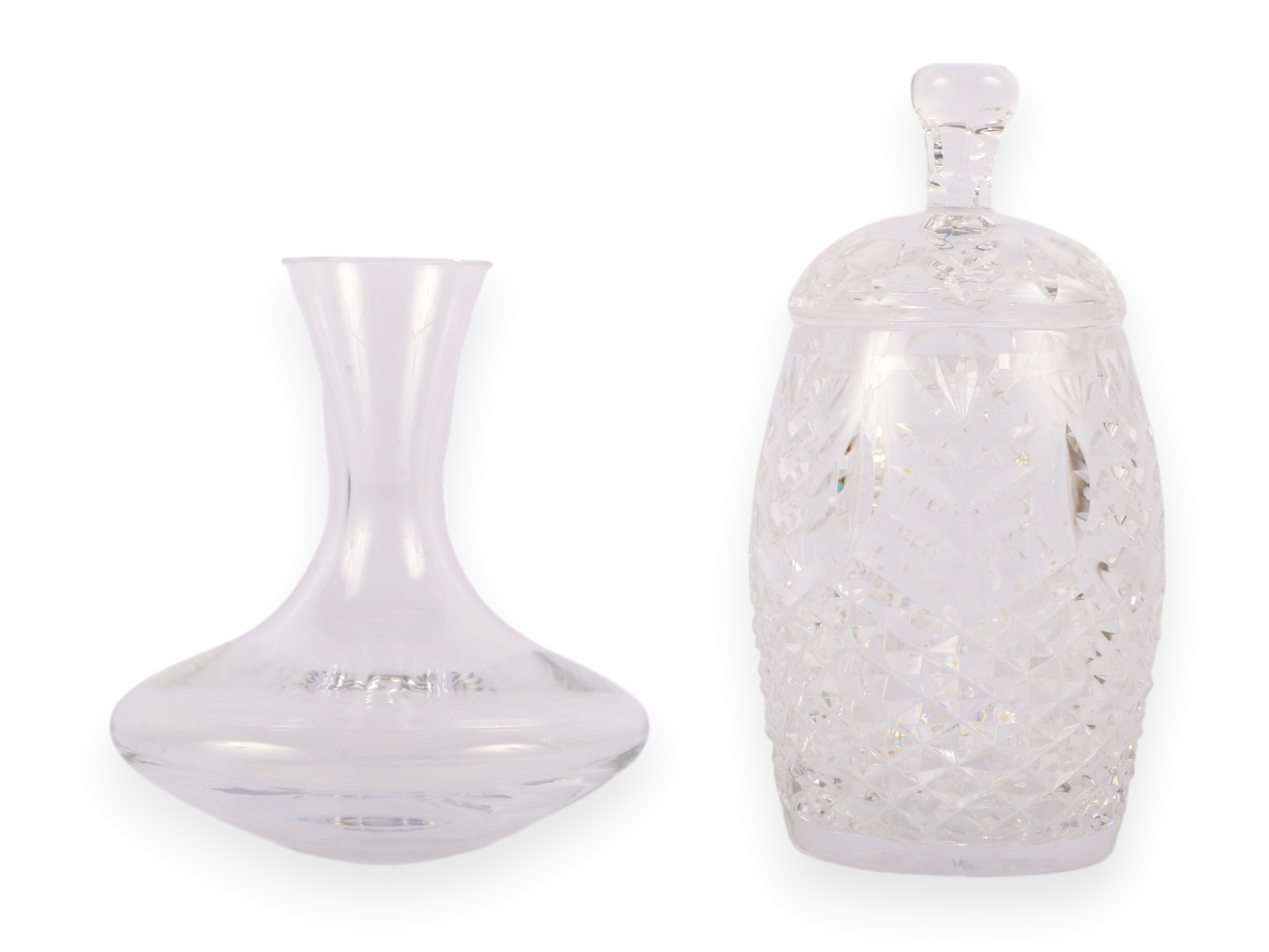 Two Waterford Crystal Items Including a Robert Mondavi Decanter and Lidded Jar