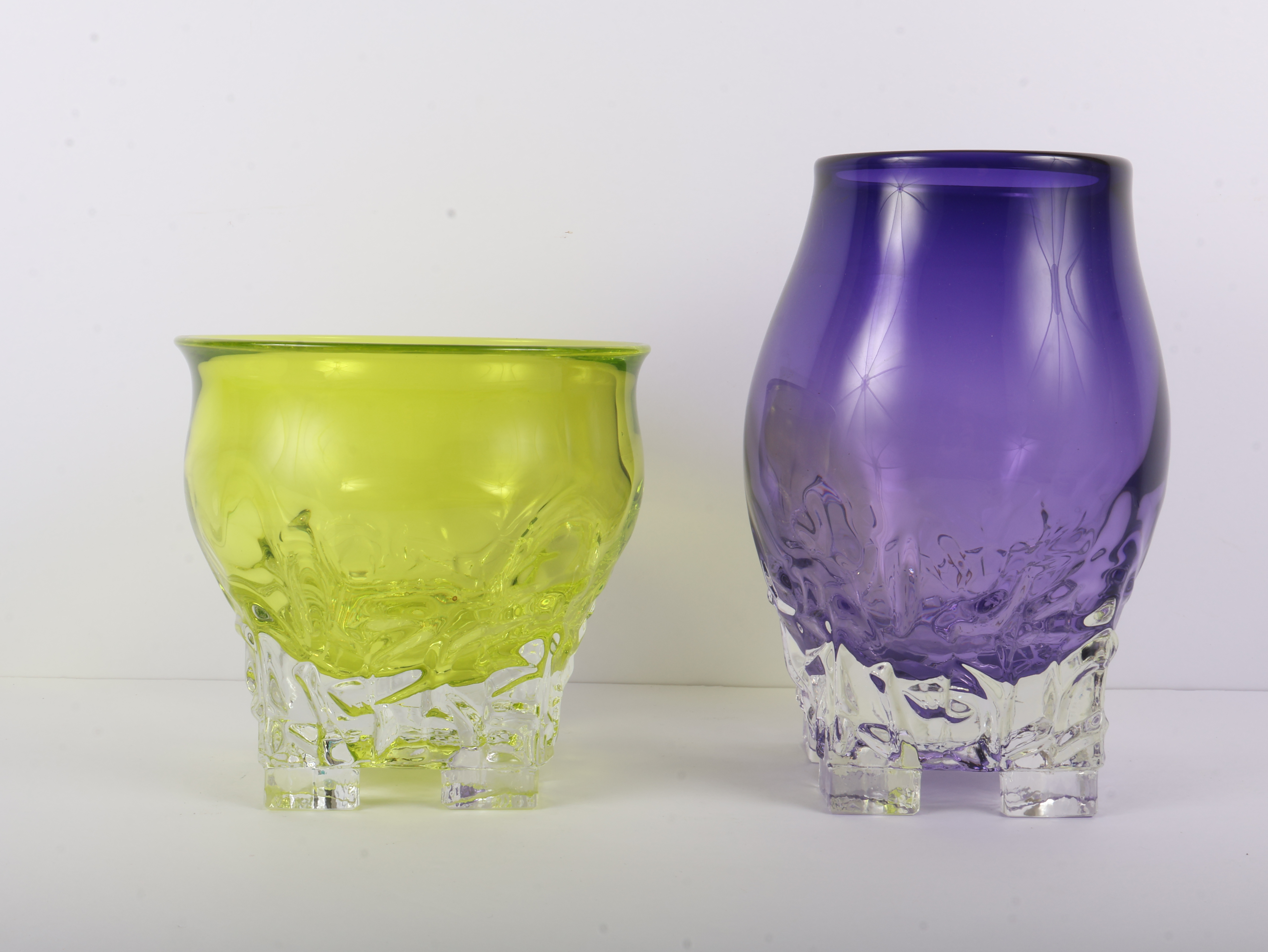 A Pair of Michael J. Hunter Studio Glass Glacier Vessels