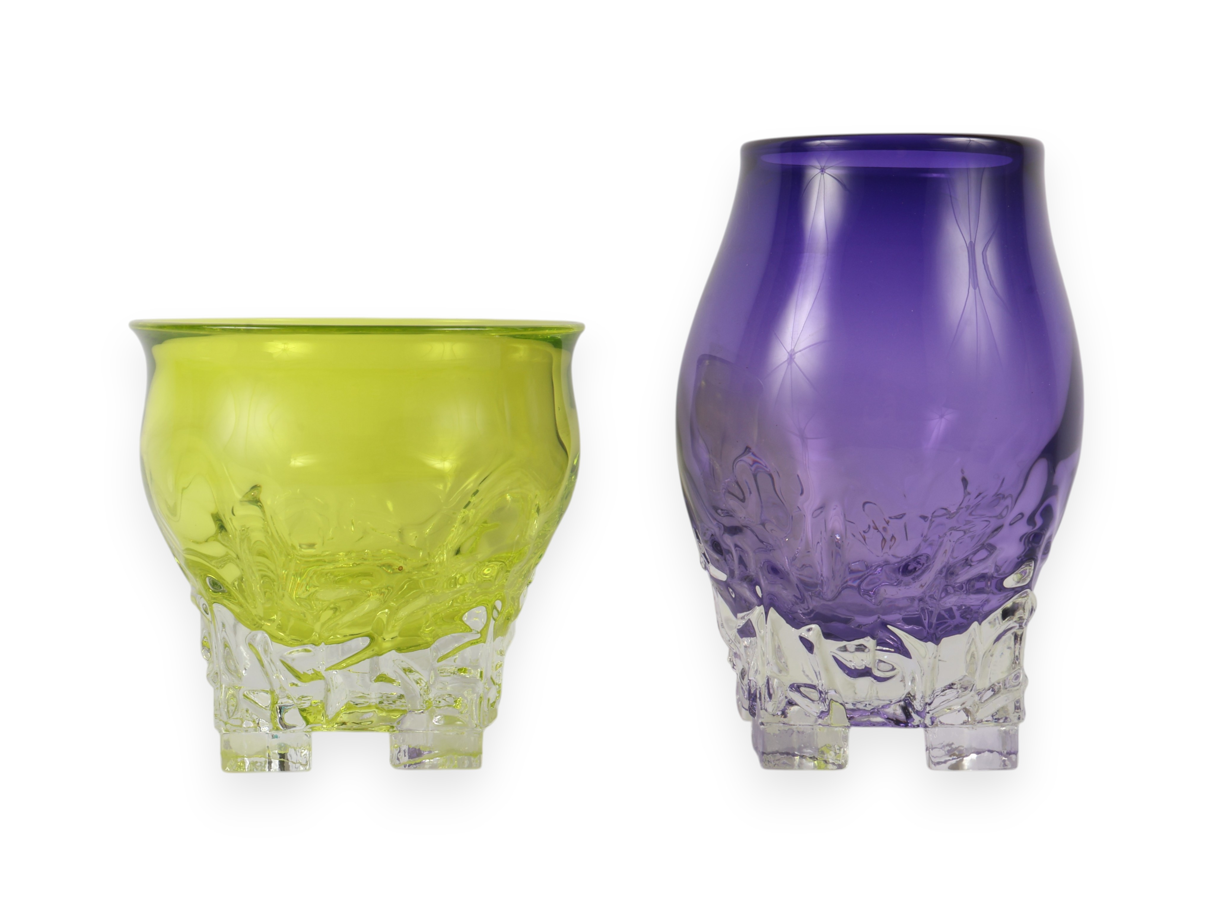 A Pair of Michael J. Hunter Studio Glass Glacier Vessels