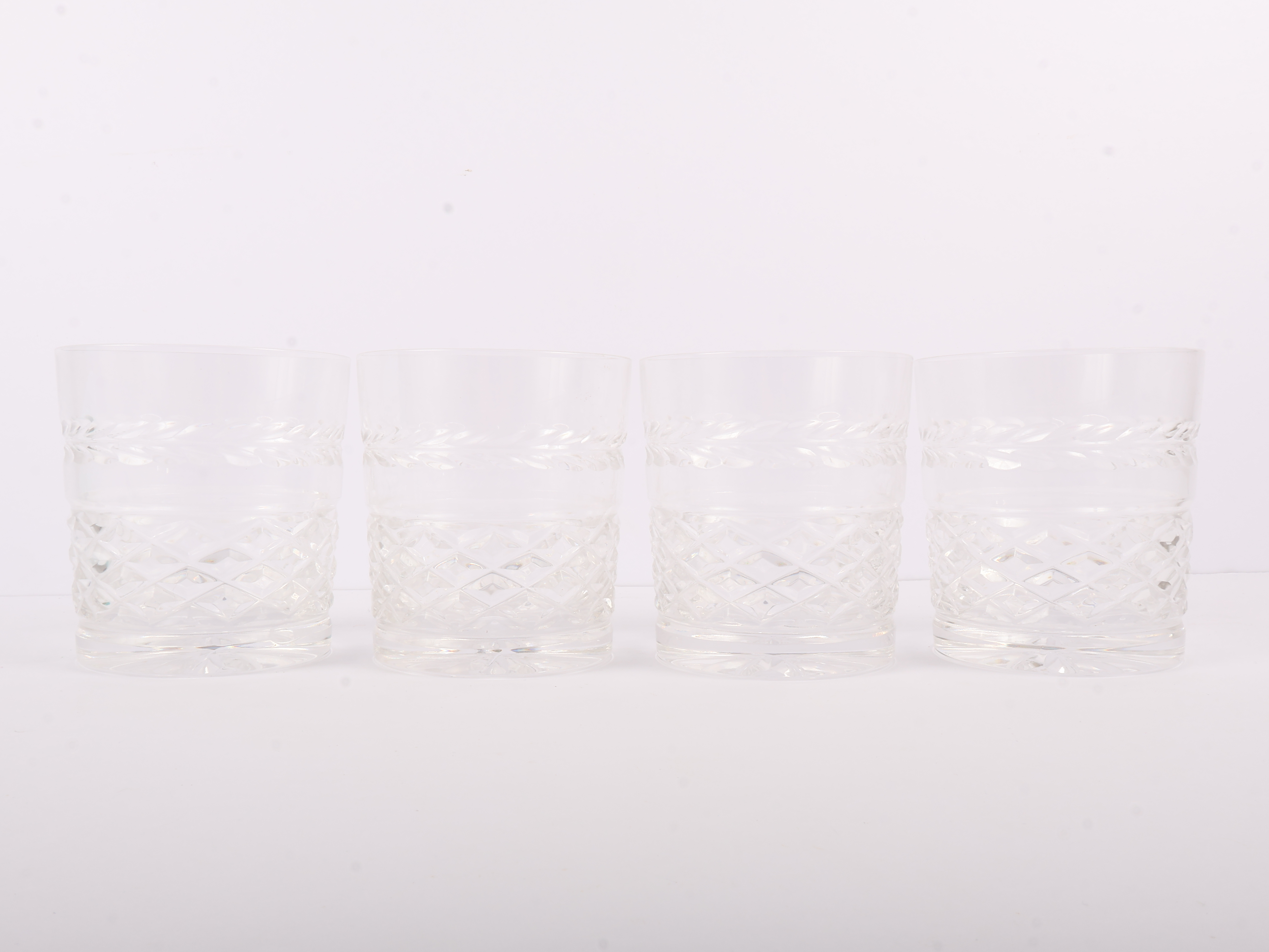 A Set of Four Galway Crystal Ashford Pattern Old Fashioned Glasses