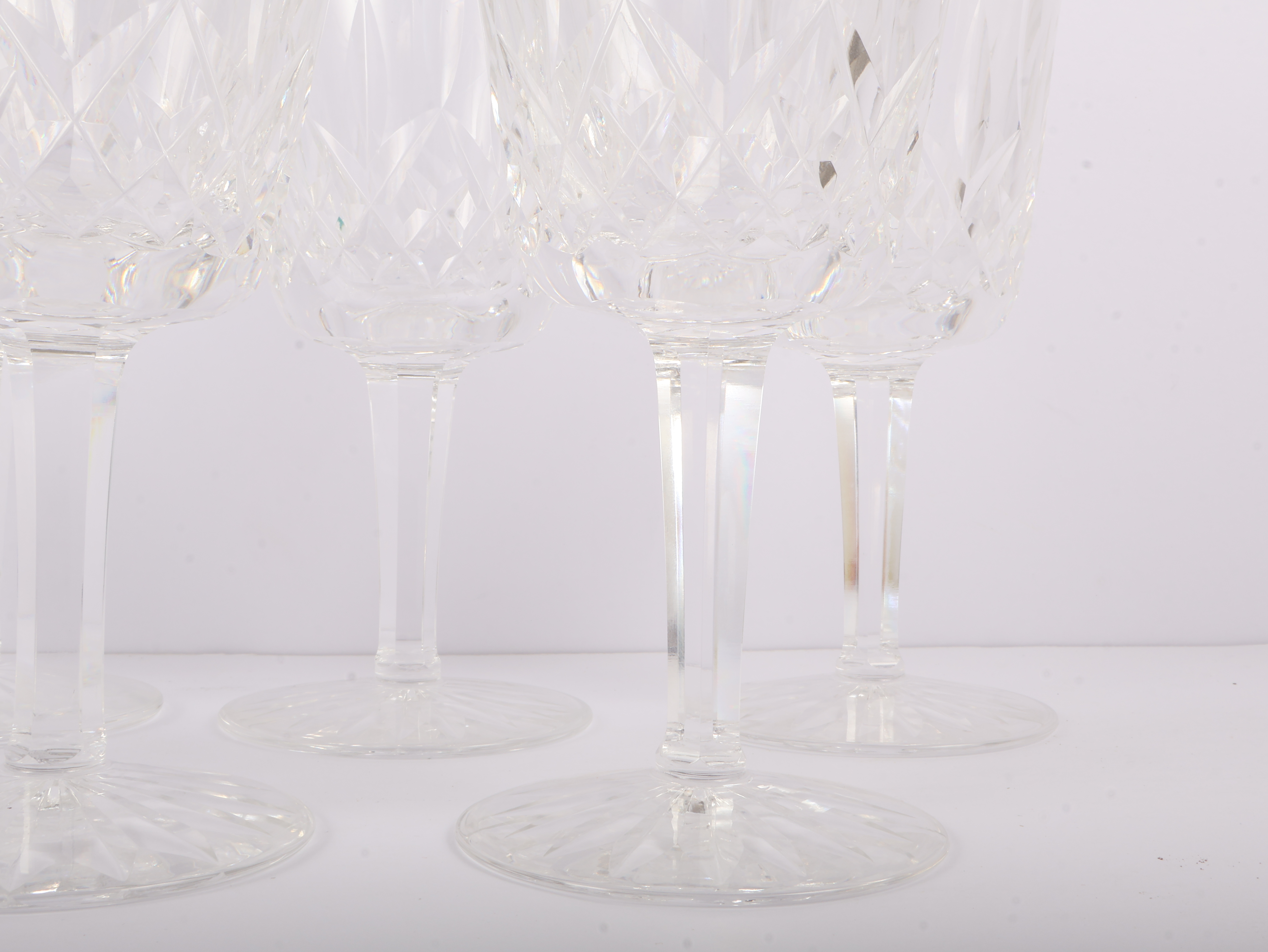 A Set of Seven Waterford Crystal Lismore Water Goblets