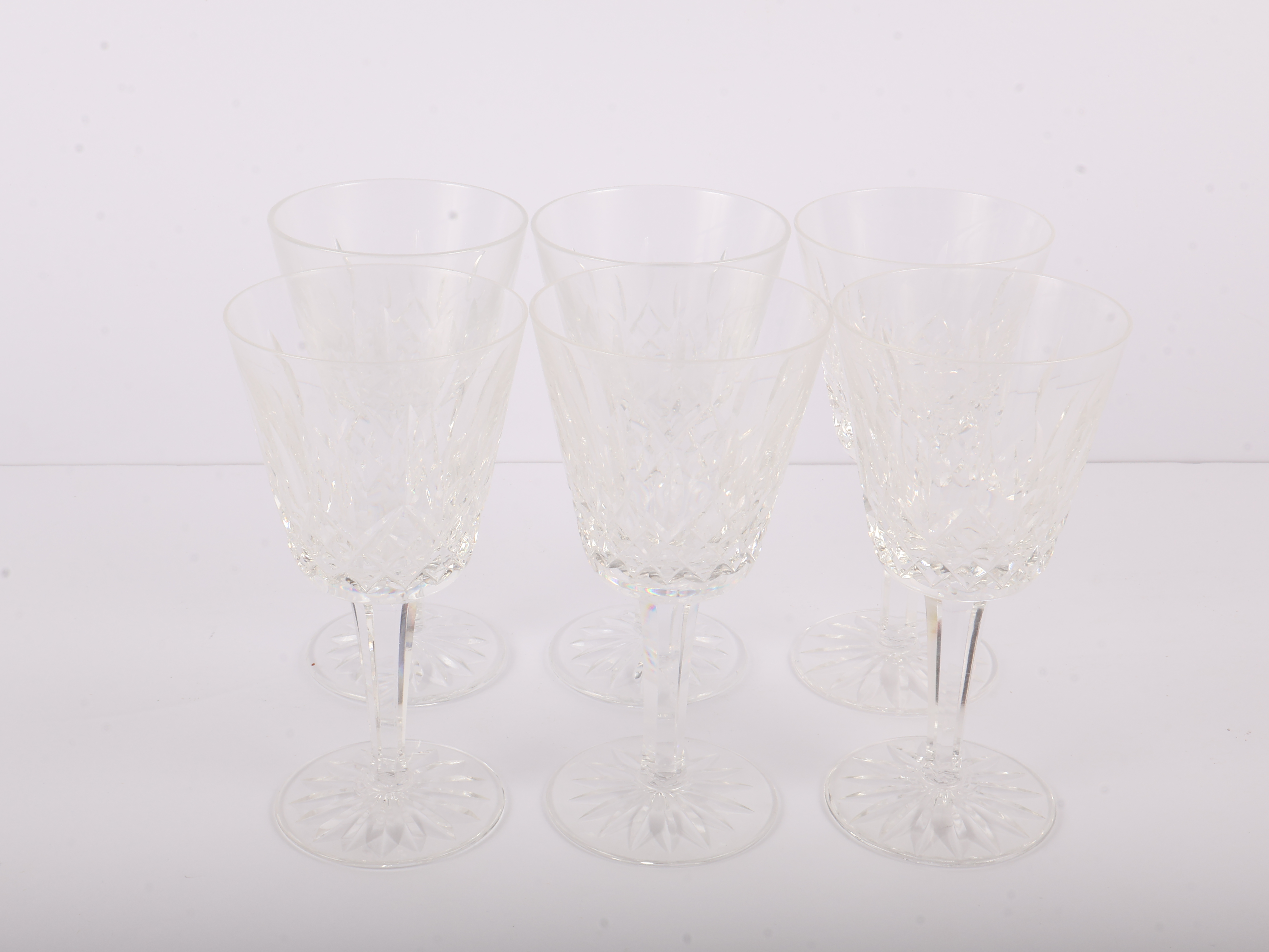 Set of 6 Waterford Lismore Pattern Crystal Goblets