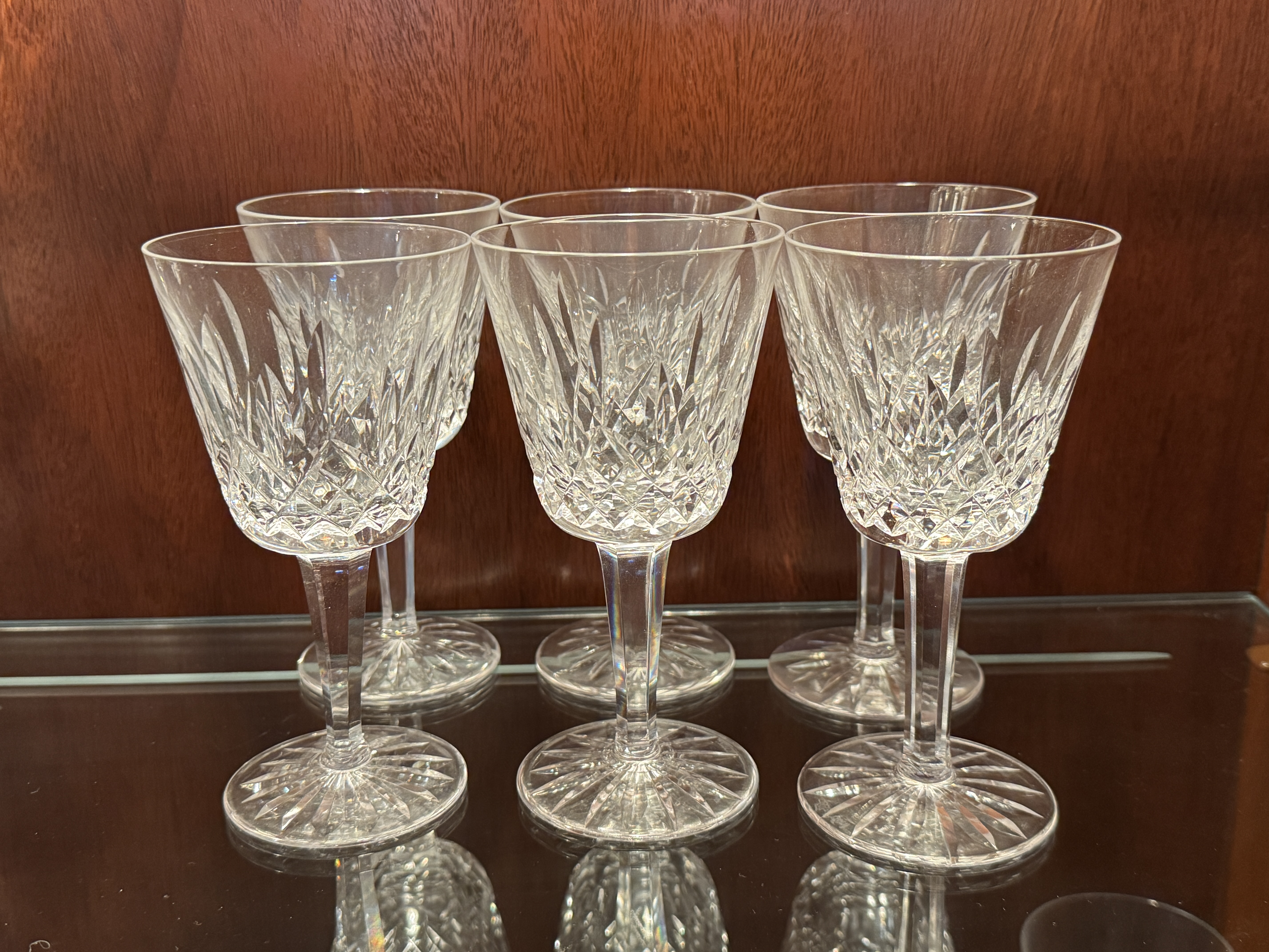 Set of 6 Waterford Lismore Pattern Crystal Goblets