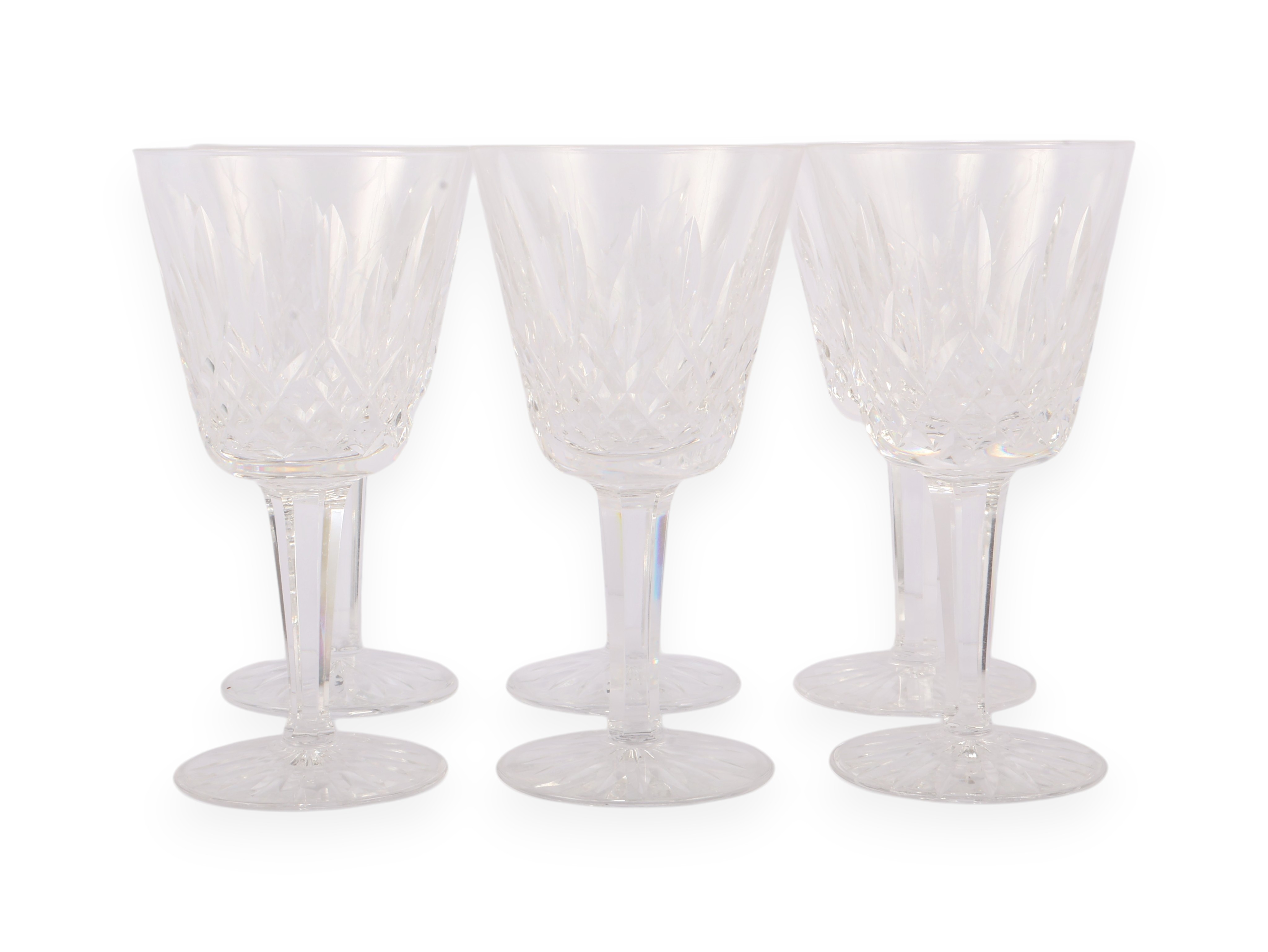 Set of 6 Waterford Lismore Pattern Crystal Goblets