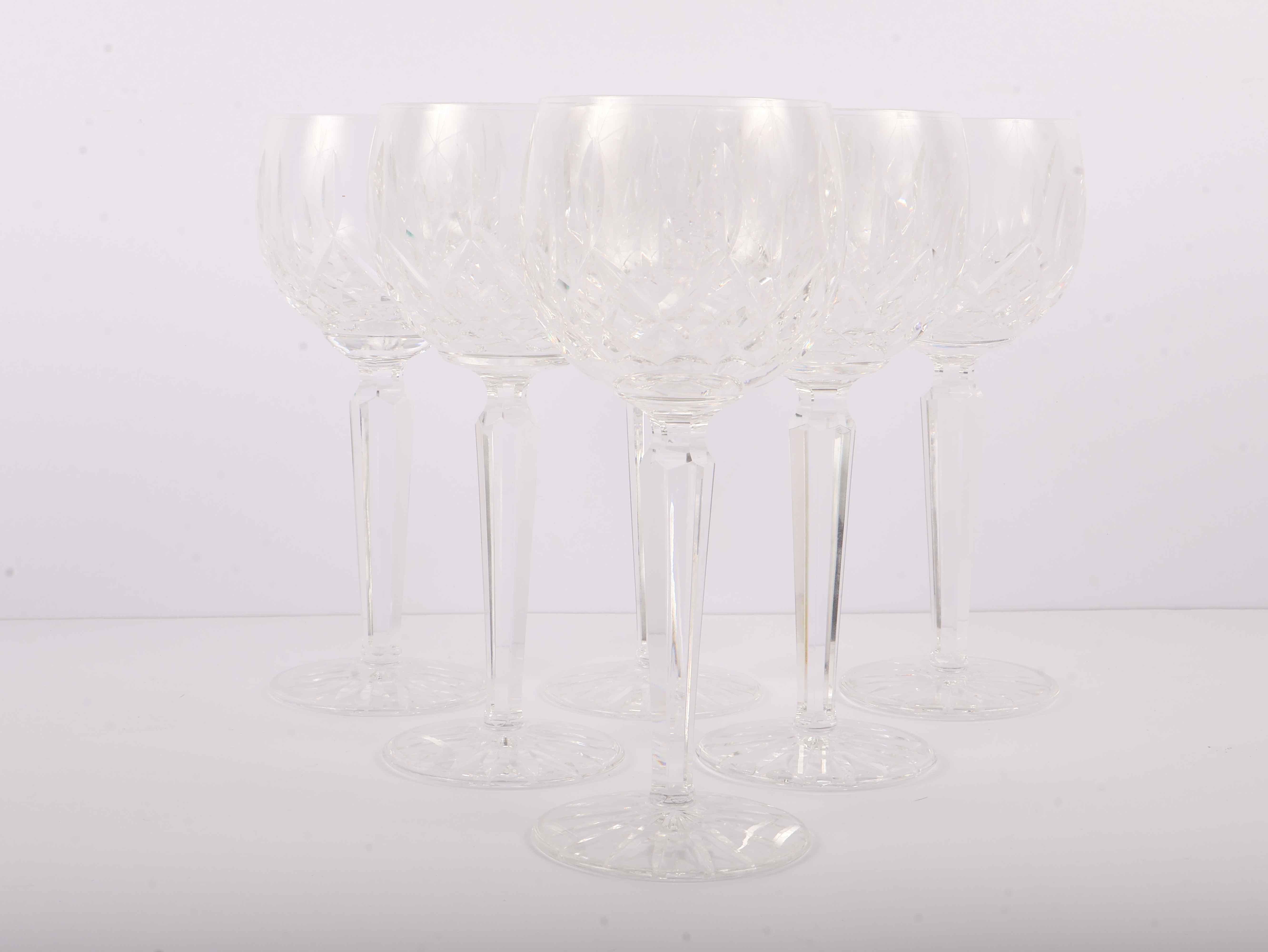 Set of Six Waterford Lismore Cut Lead Crystal Goblets