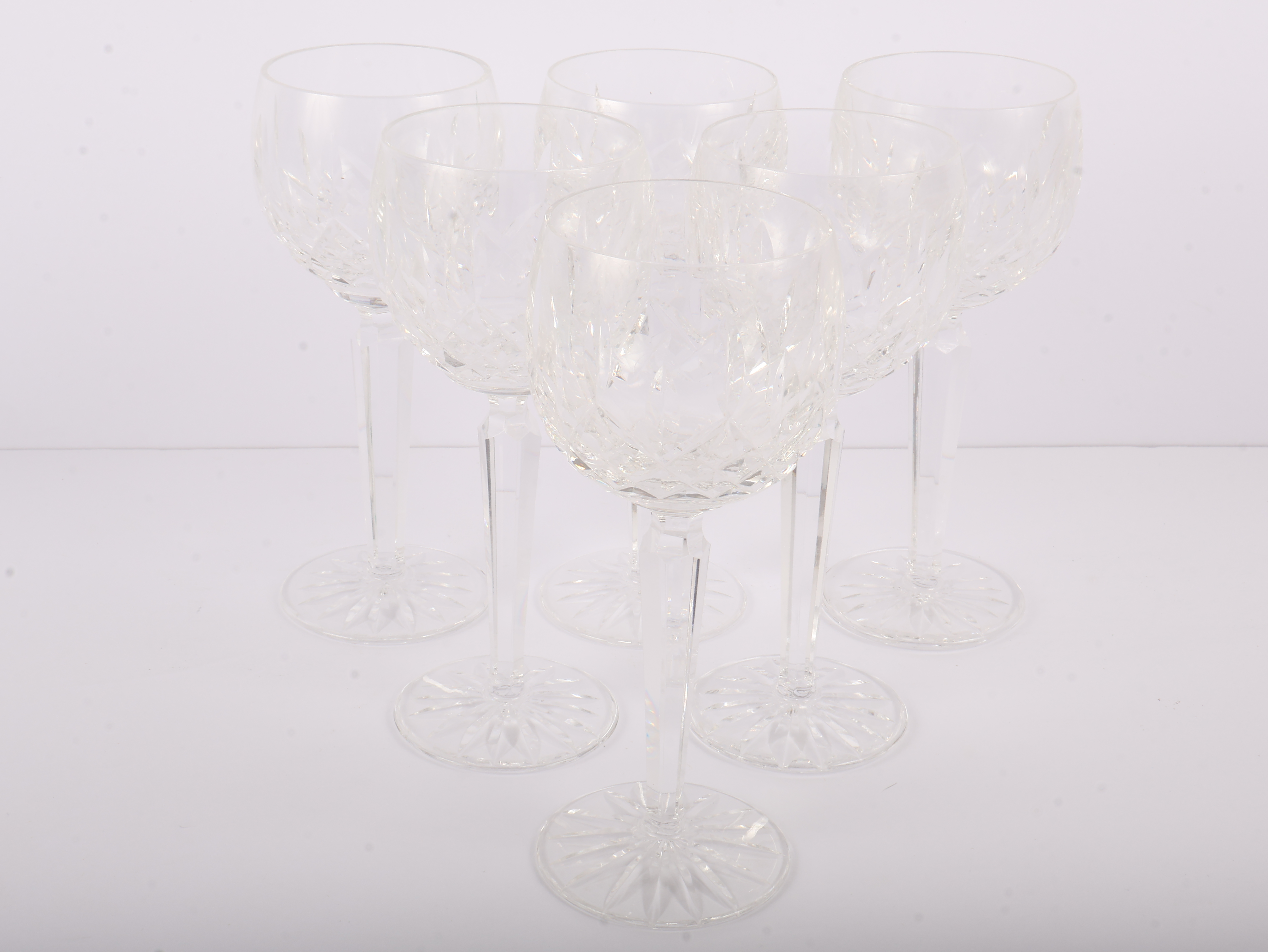 Set of Six Waterford Lismore Cut Lead Crystal Goblets