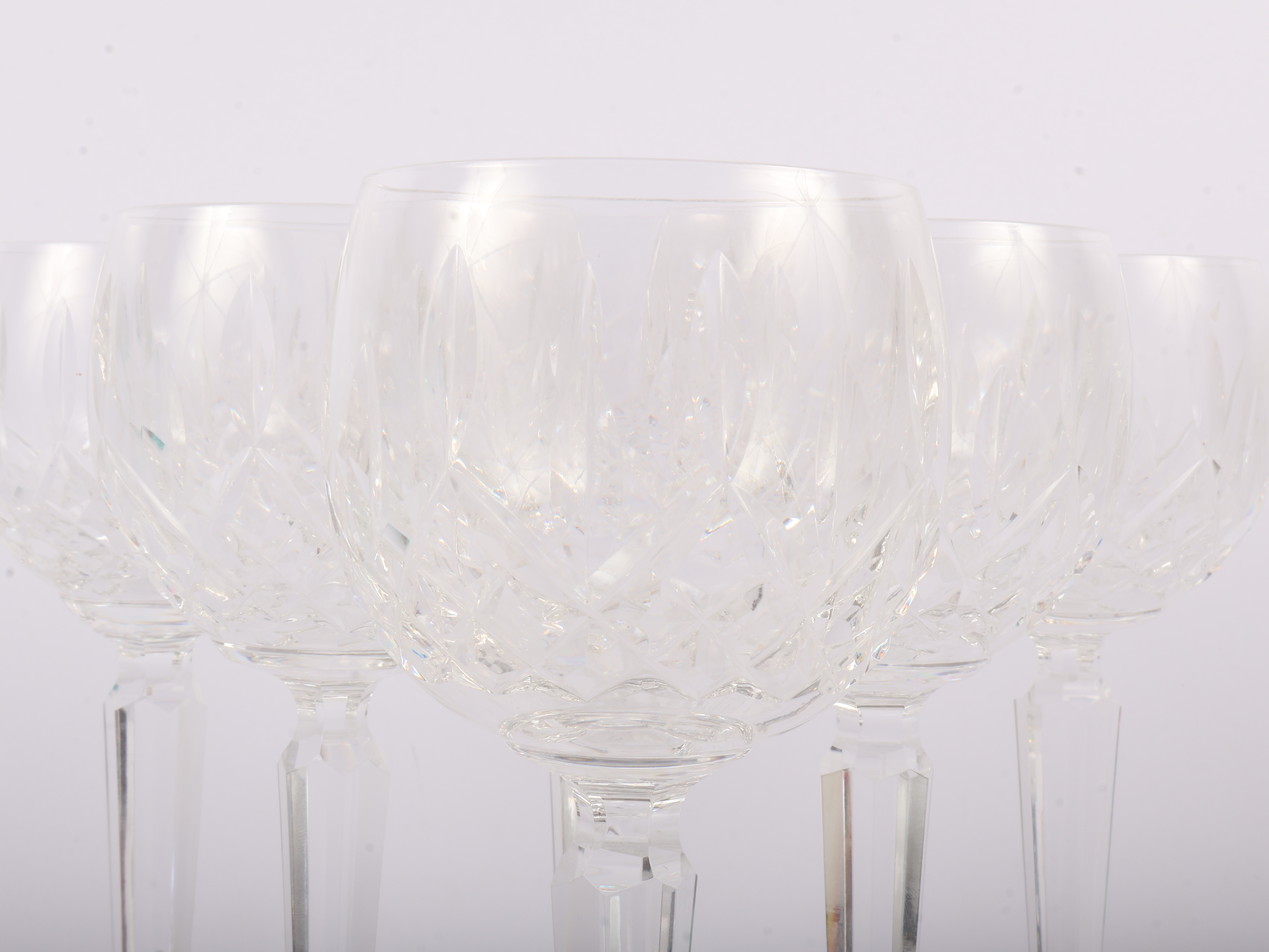 Set of Six Waterford Lismore Cut Lead Crystal Goblets