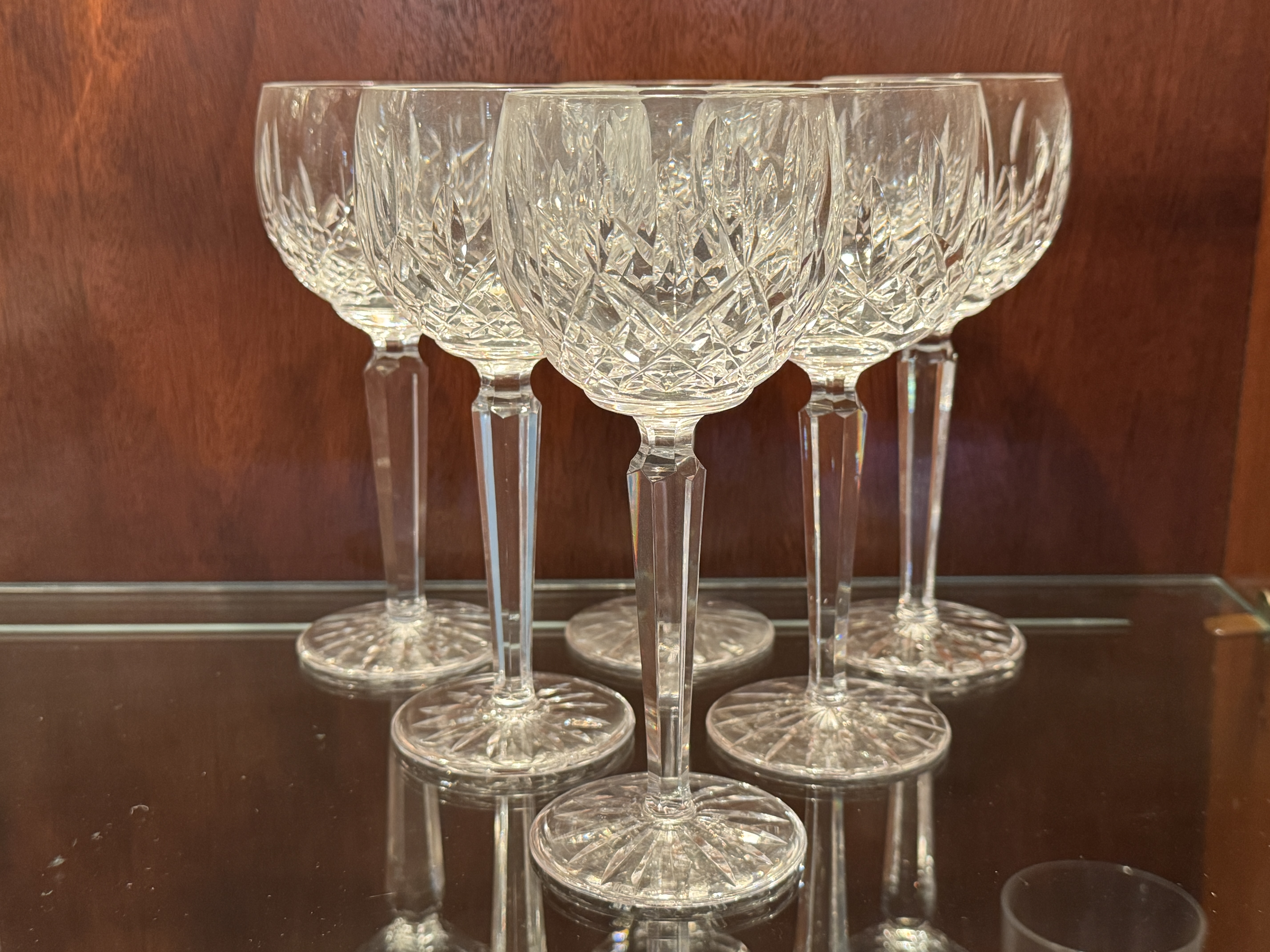 Set of Six Waterford Lismore Cut Lead Crystal Goblets
