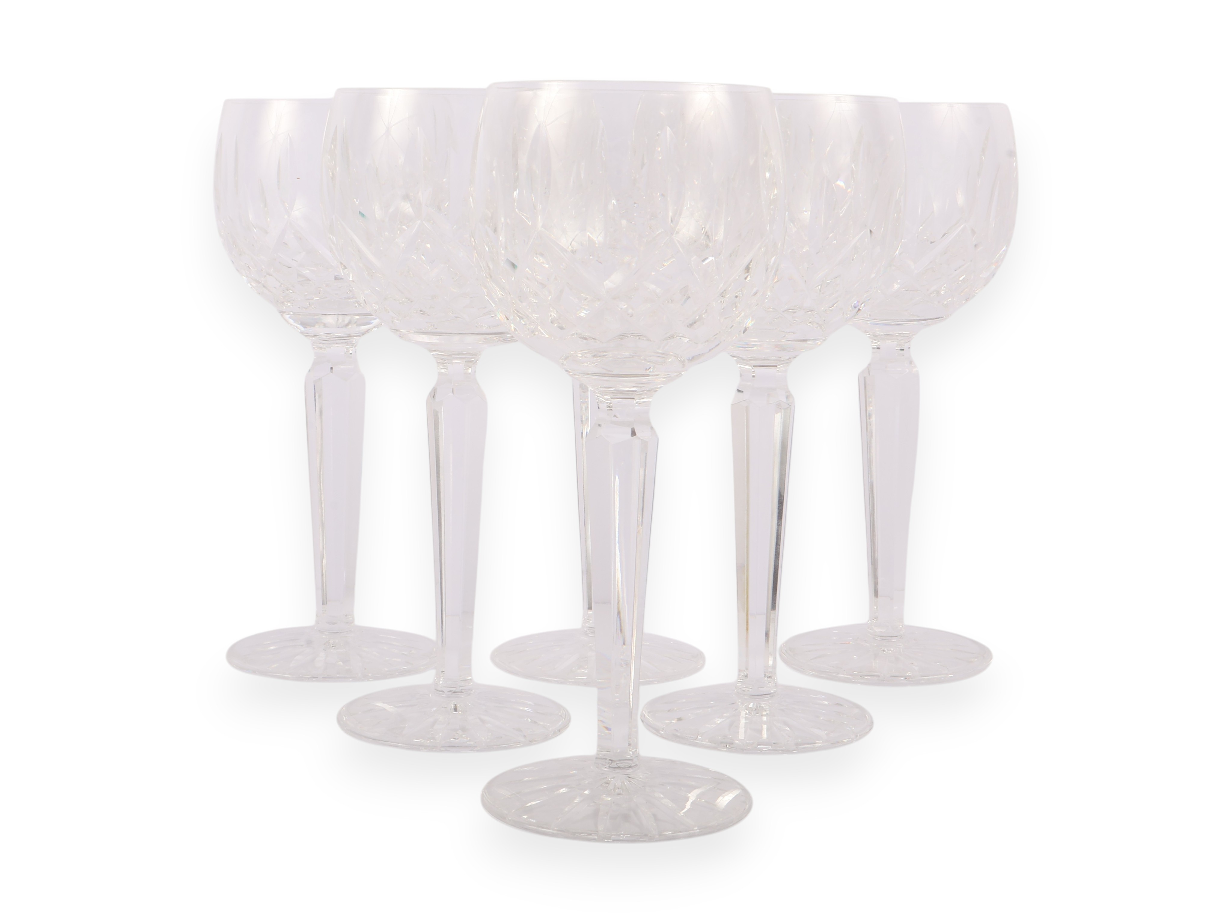 Set of Six Waterford Lismore Cut Lead Crystal Goblets