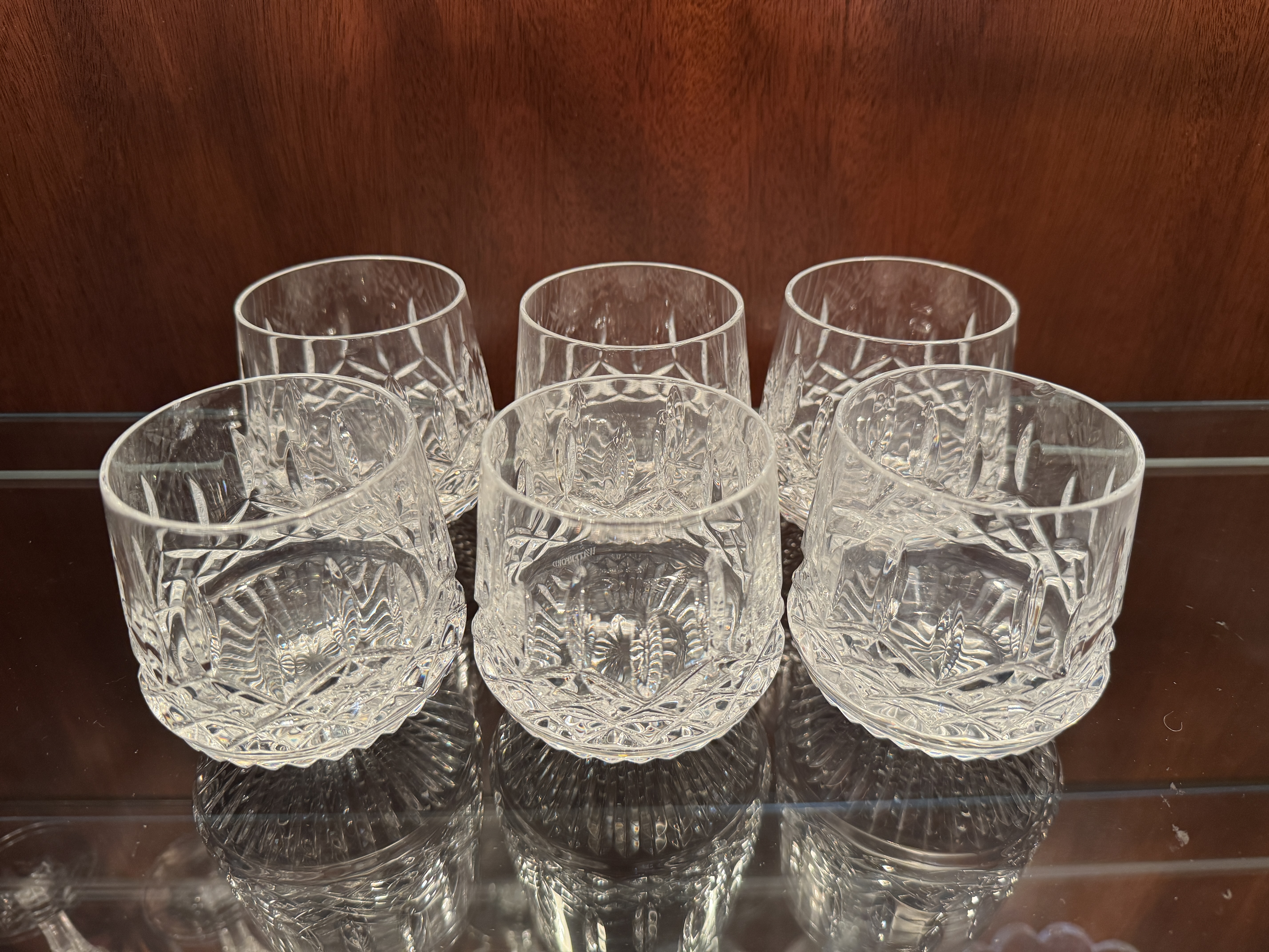 A Set of Six Waterford Lismore Crystal Roly-Poly Tumblers