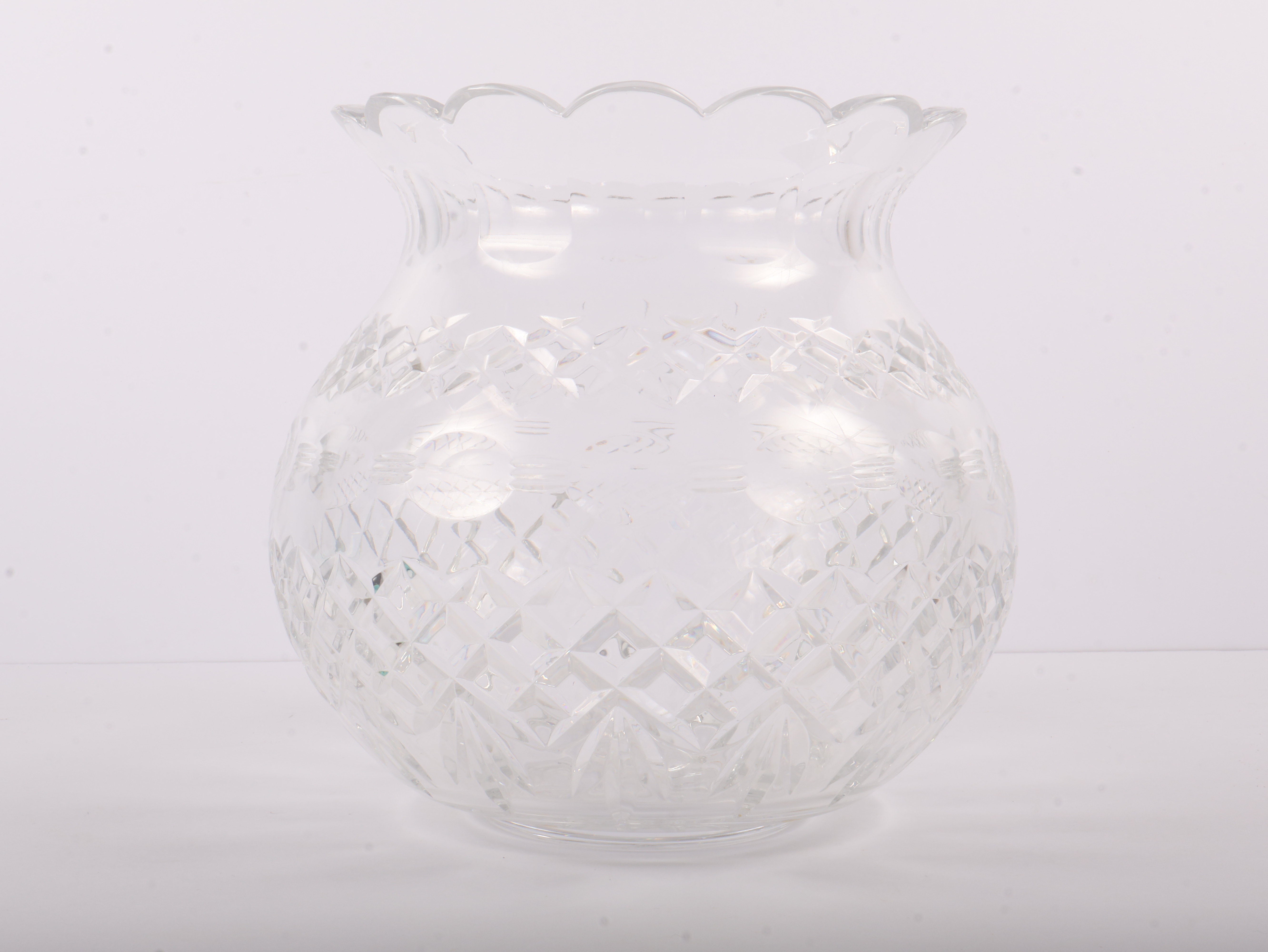 Waterford Large Cut Crystal Rose Bowl, Glandore Pattern