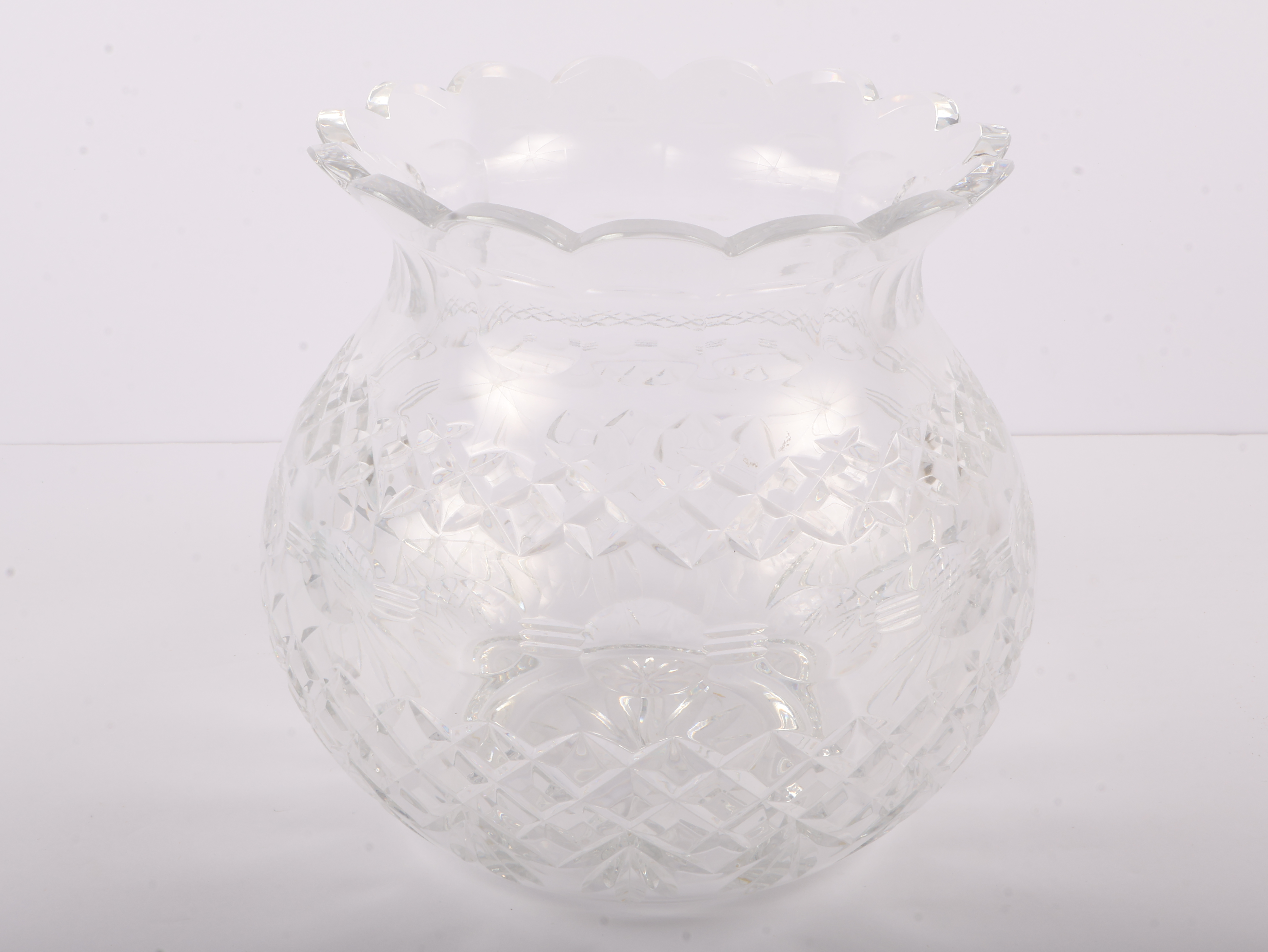 Waterford Large Cut Crystal Rose Bowl, Glandore Pattern